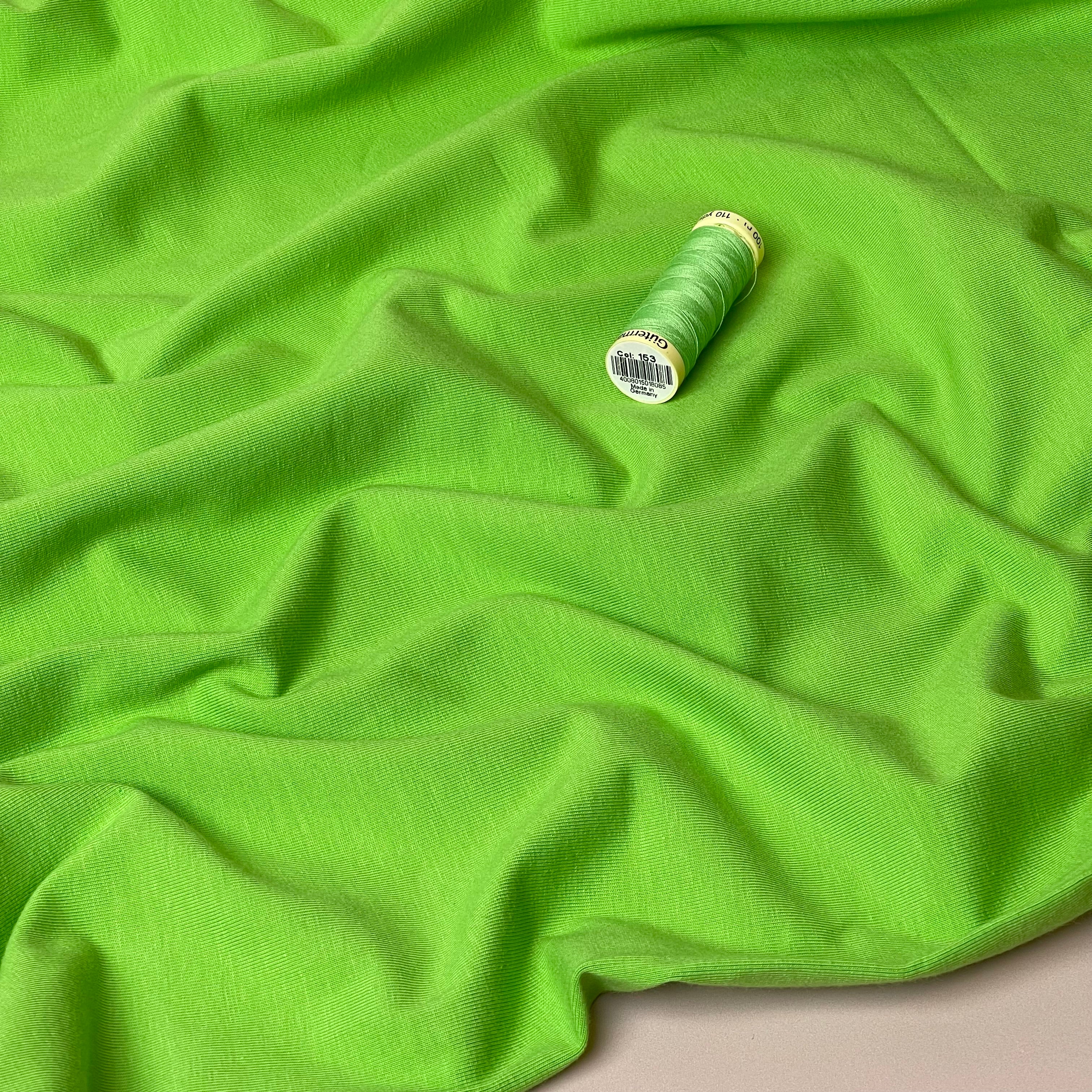 Essential Chic Fluorescent Green Plain Cotton Jersey Fabric