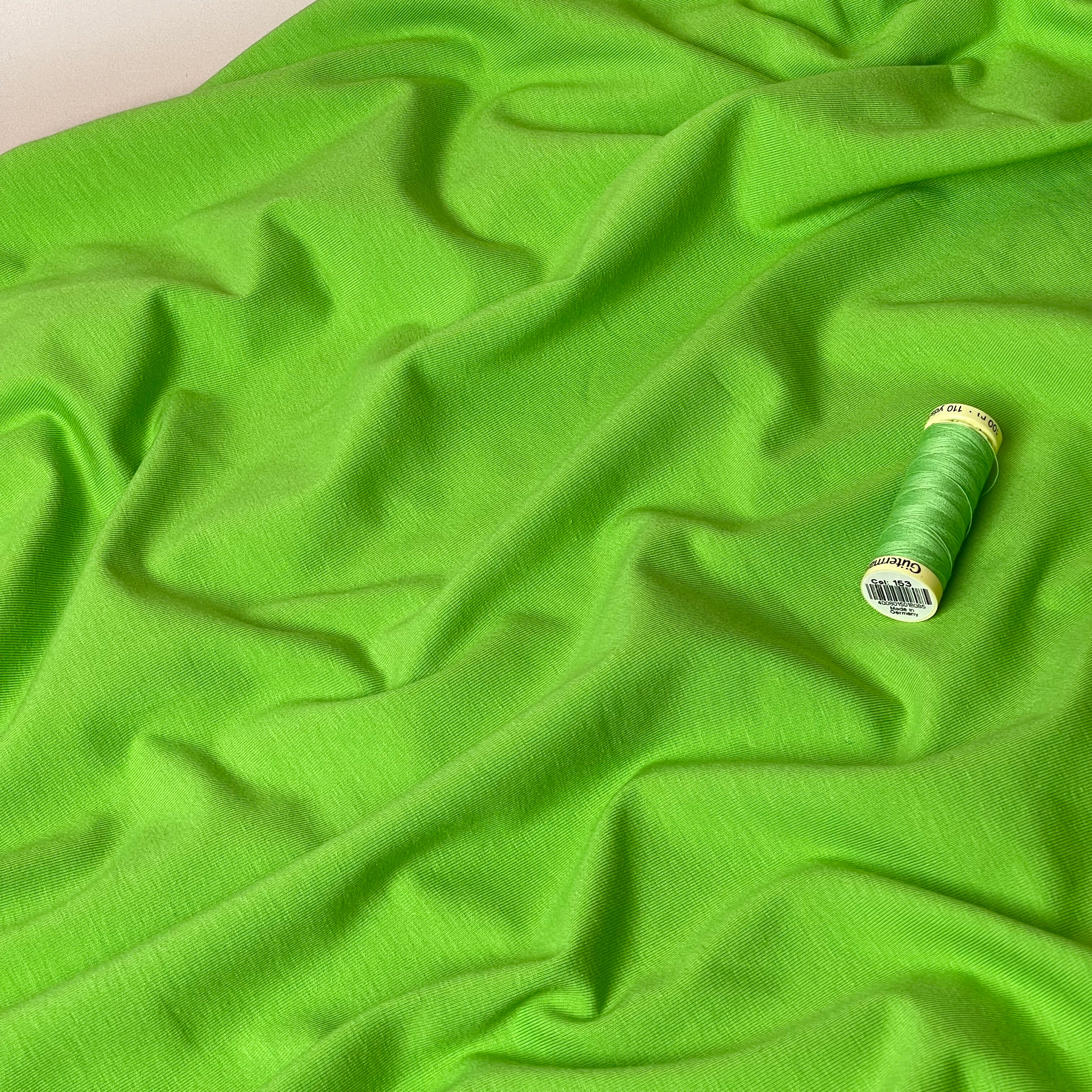 Essential Chic Fluorescent Green Plain Cotton Jersey Fabric