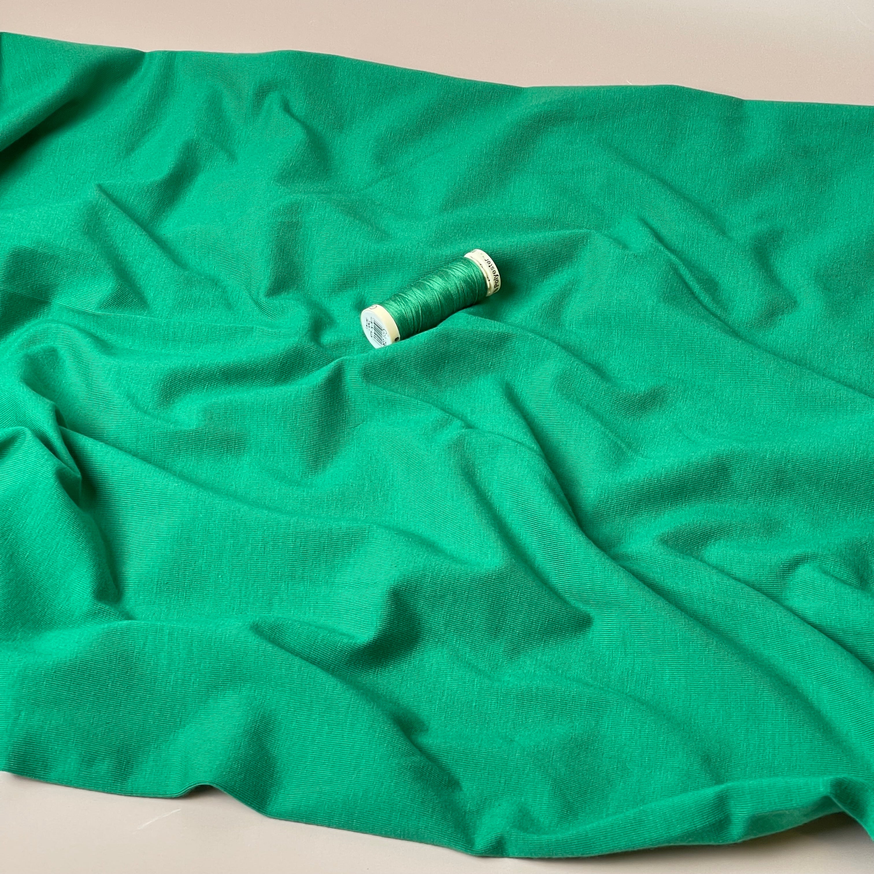 Essential Chic Jolly Green Plain Cotton Jersey Fabric