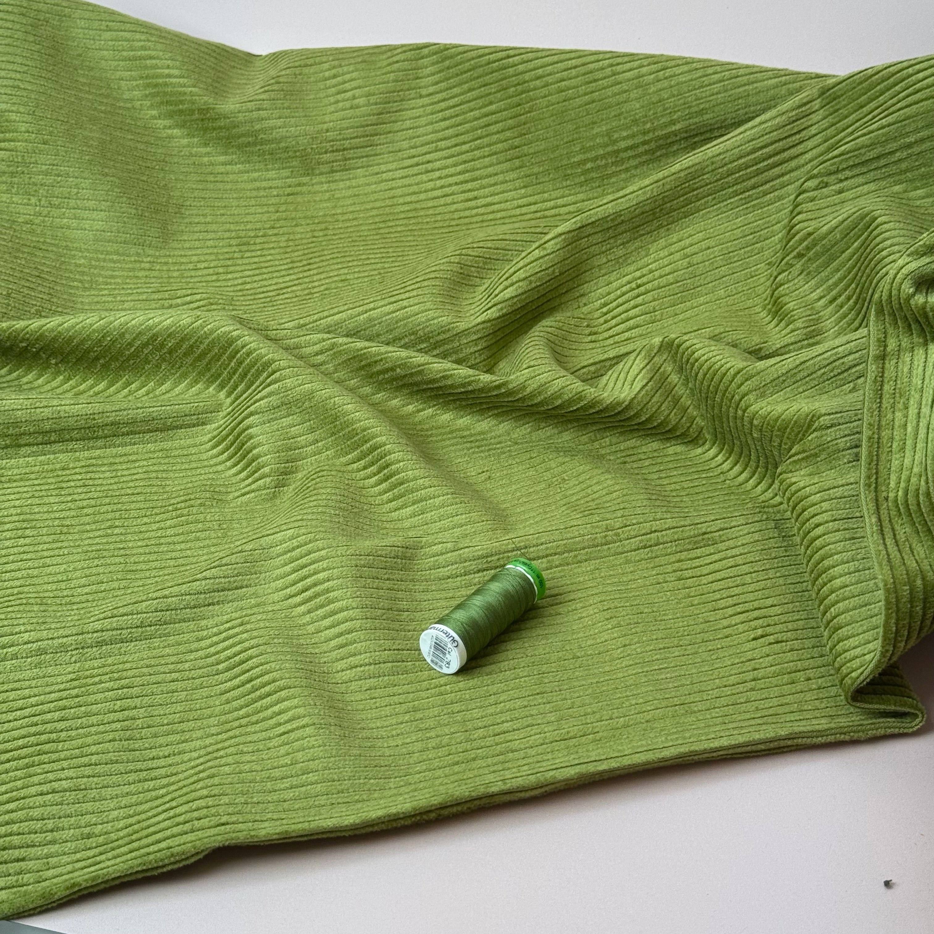 Pure Cotton Washed Corduroy 4.5W in Lime Green