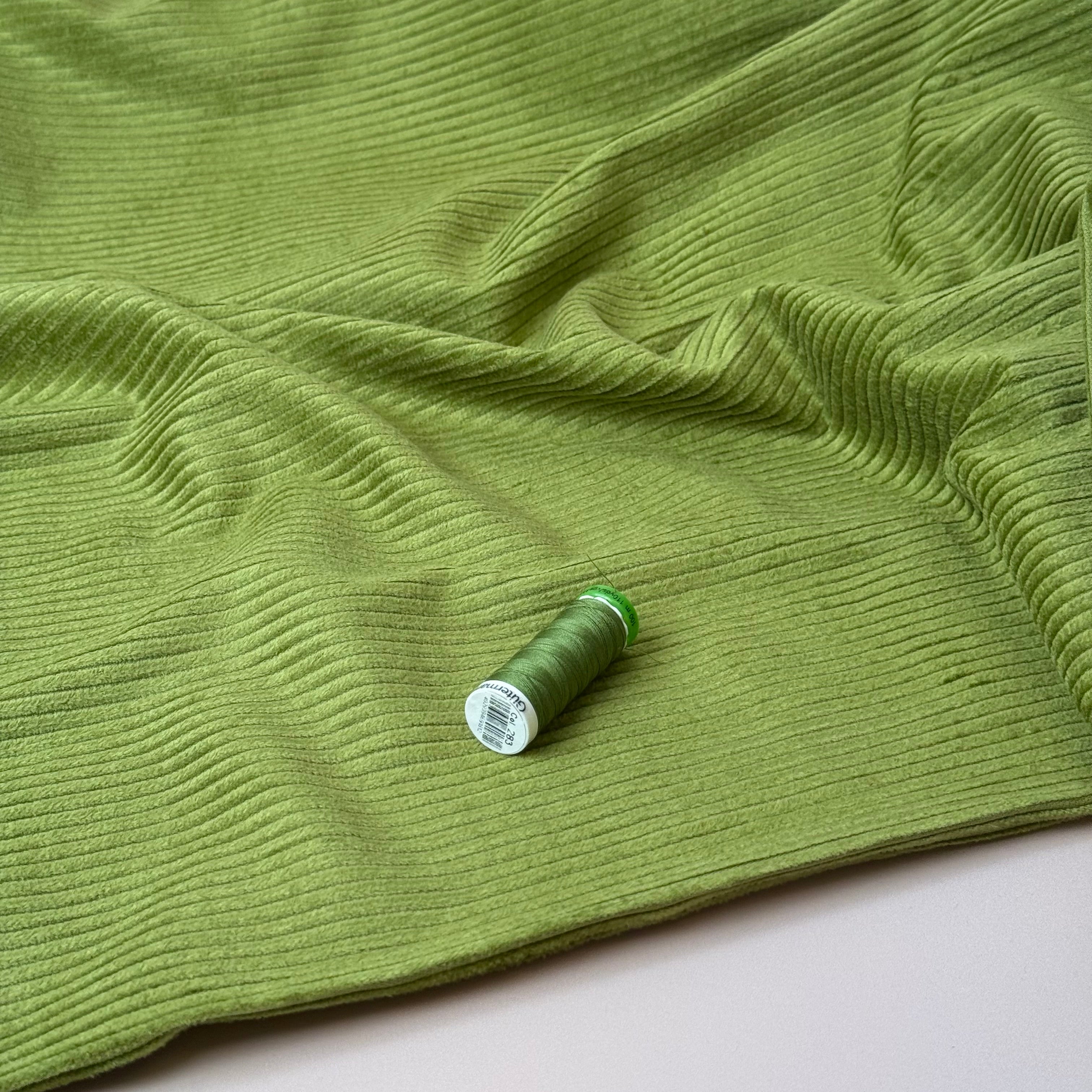 Pure Cotton Washed Corduroy 4.5W in Lime Green