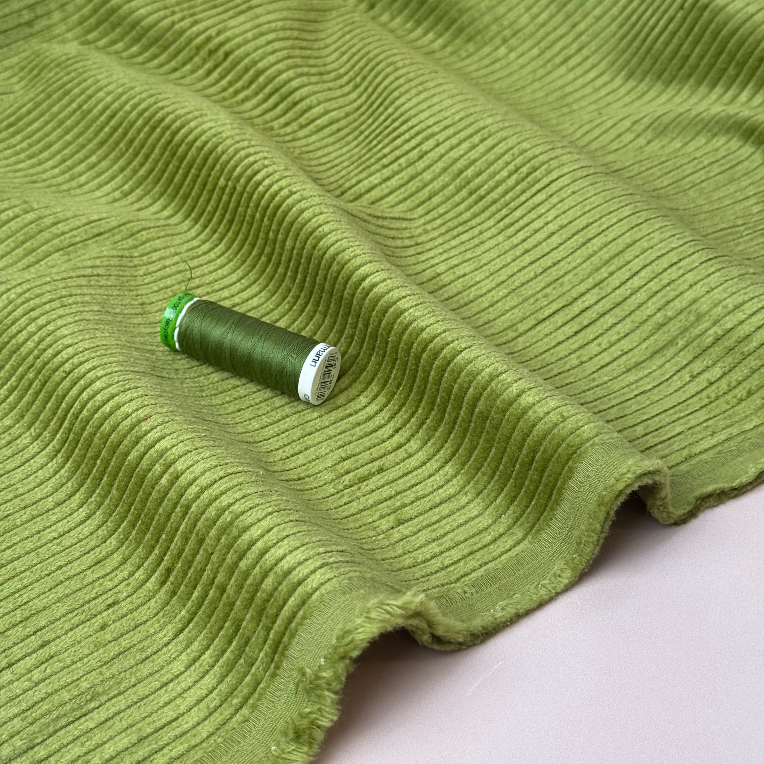Pure Cotton Washed Corduroy 4.5W in Lime Green