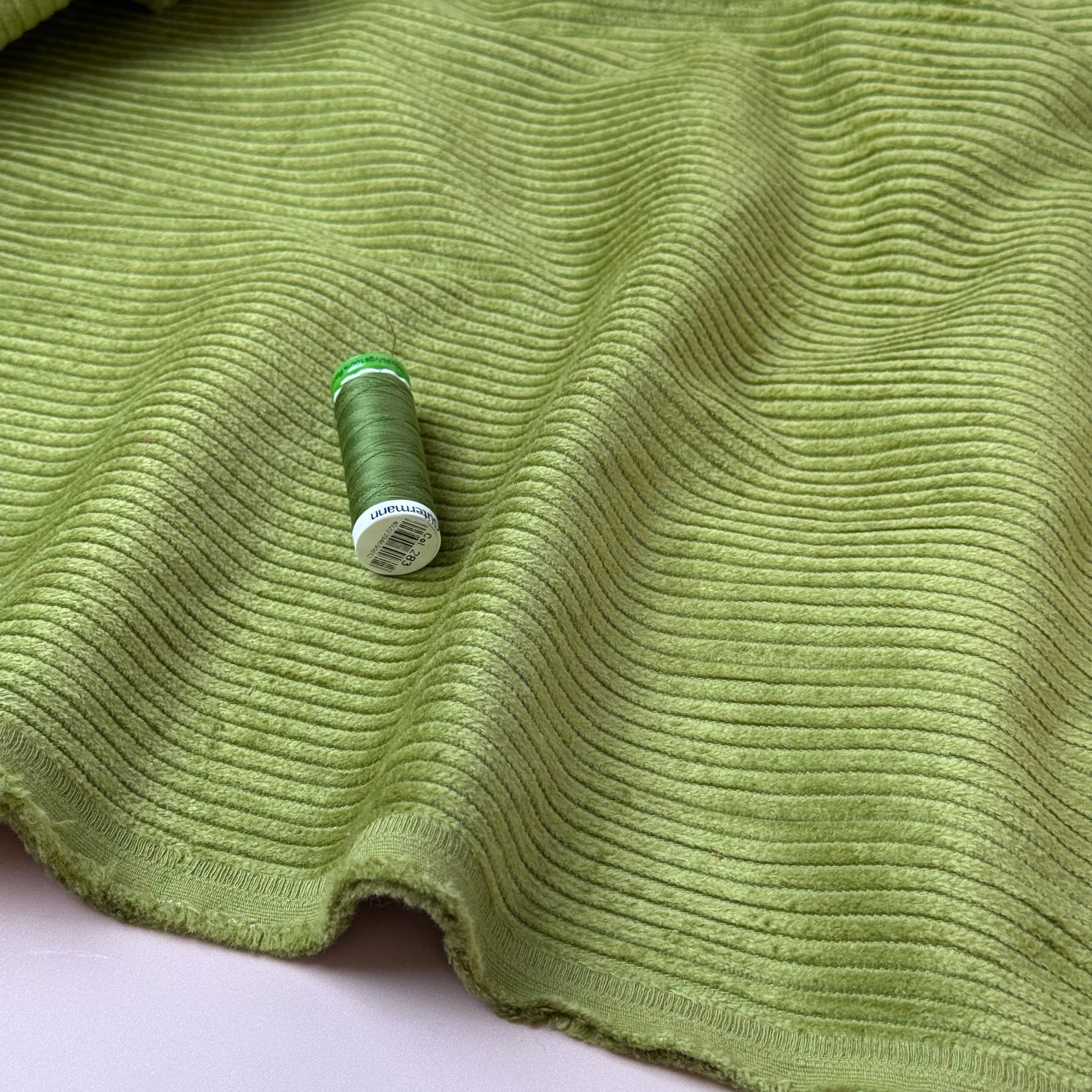 Pure Cotton Washed Corduroy 4.5W in Lime Green