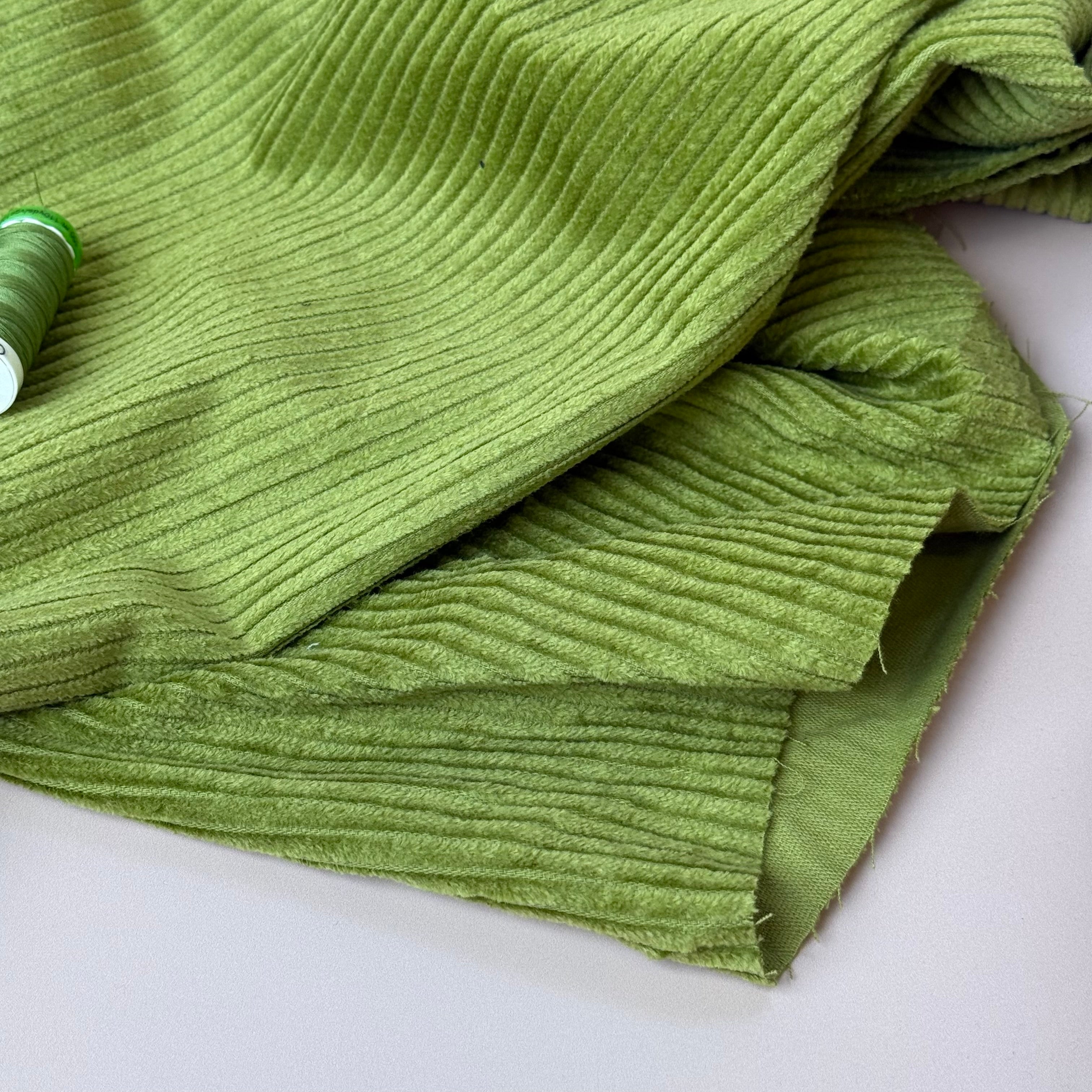 Pure Cotton Washed Corduroy 4.5W in Lime Green
