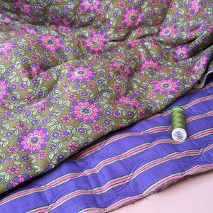 Kaleidoscope Flower Grass Green Quilted Cotton Fabric