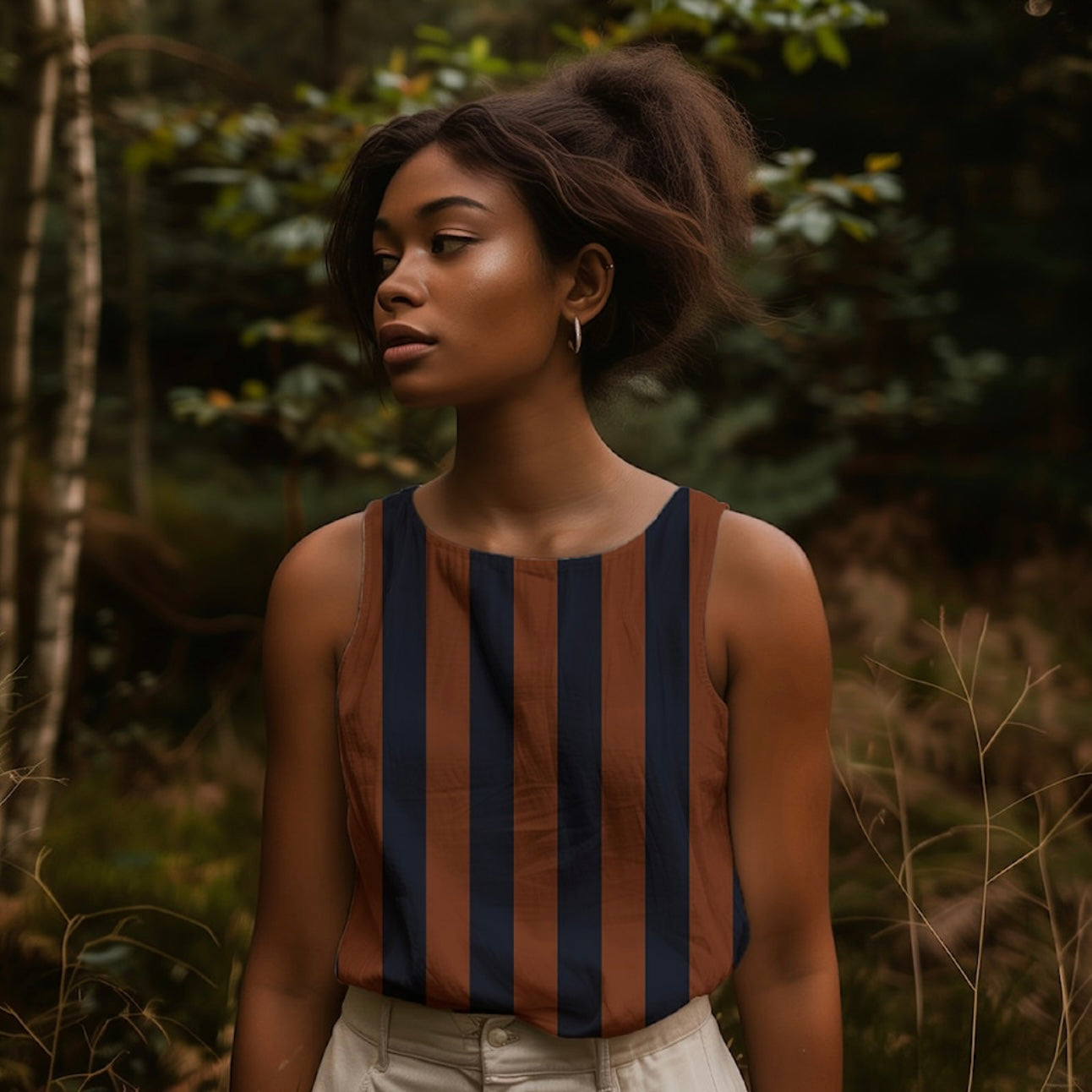 Light & Lush - Stripes in Rust Viscose Twill Fabric