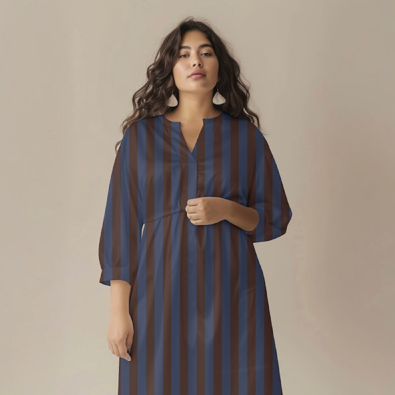 Light & Lush - Stripes in Midnight Blue Viscose Twill Fabric