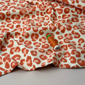 Leopard Orange Soft Cotton Sweat-shirting Fabric