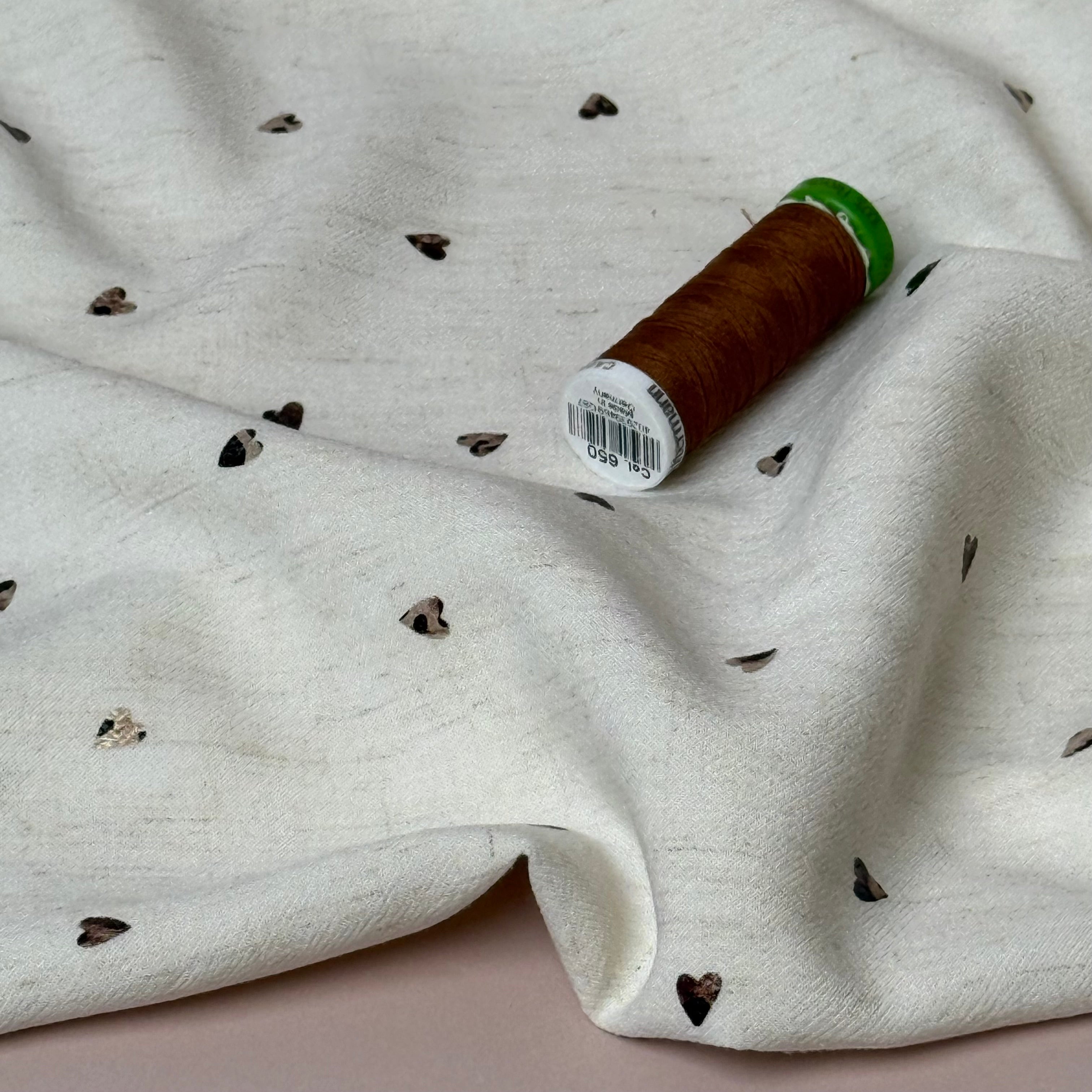 Foil Leopard Hearts Viscose Linen Fabric