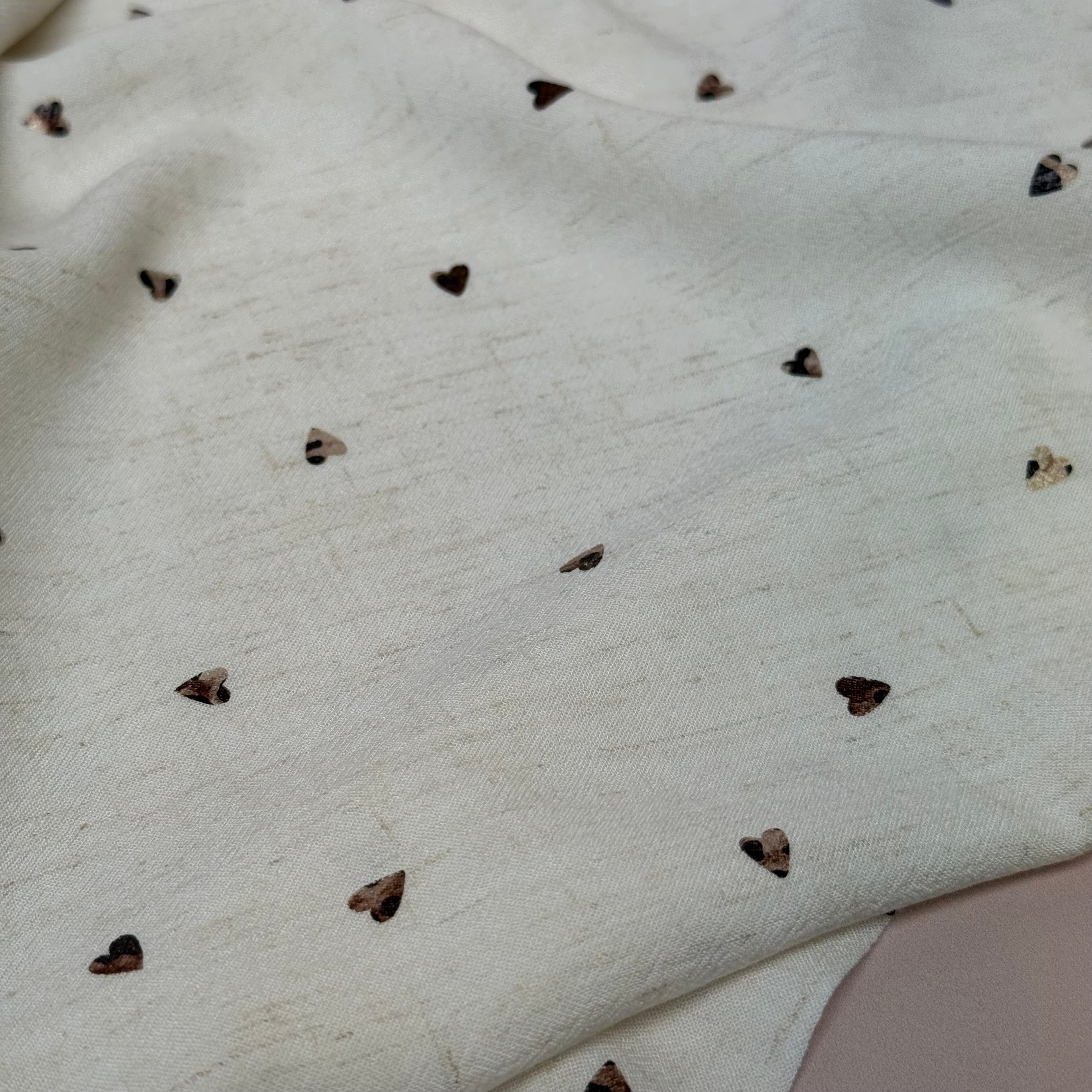 Foil Leopard Hearts Viscose Linen Fabric