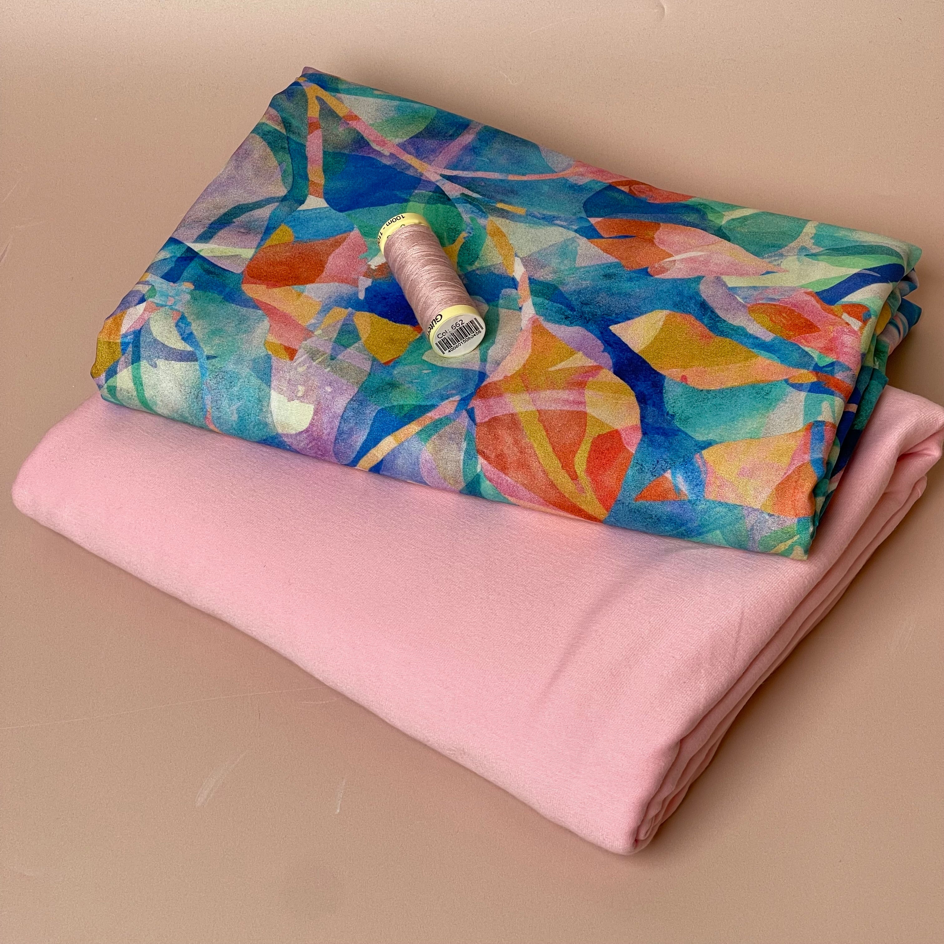 Make an Outfit Colour Bundle - Painted Foliage Coast Viscose & Pink Cotton Jersey