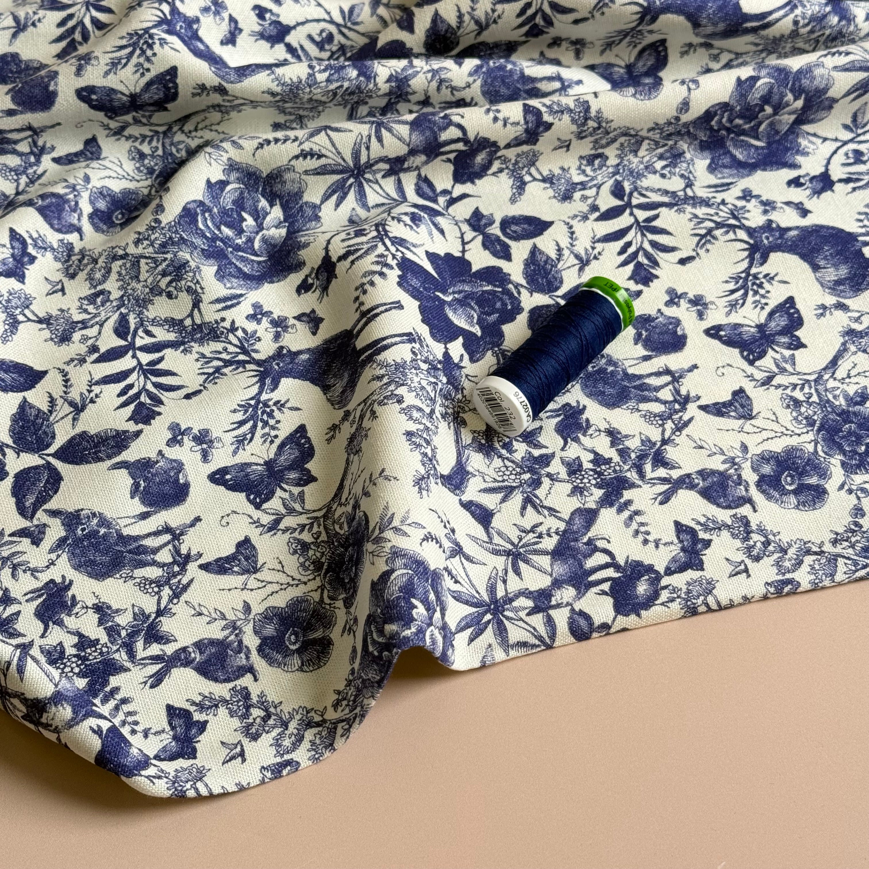 Toile de Jouy Viscose Linen Fabric