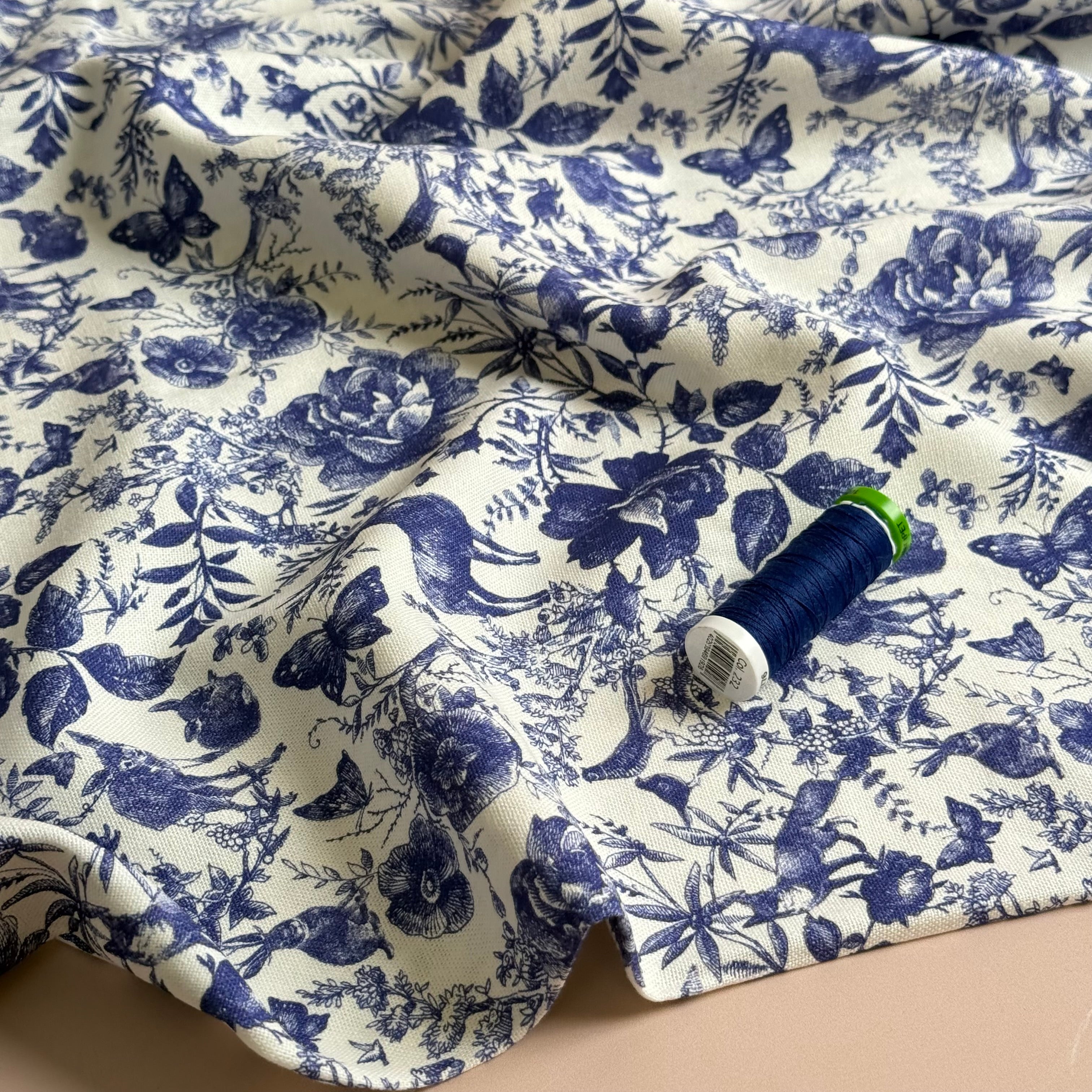 Toile de Jouy Viscose Linen Fabric