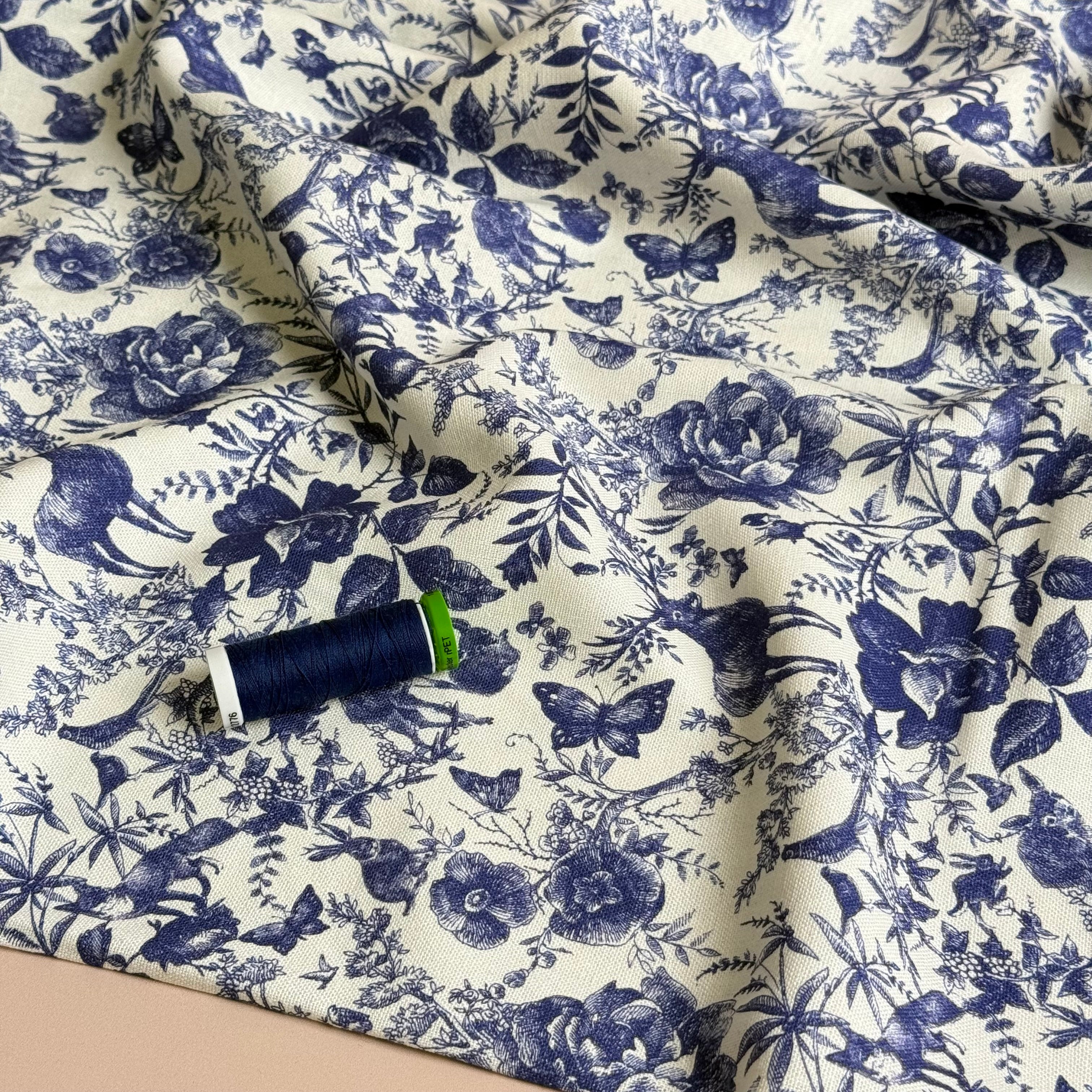 Toile de Jouy Viscose Linen Fabric