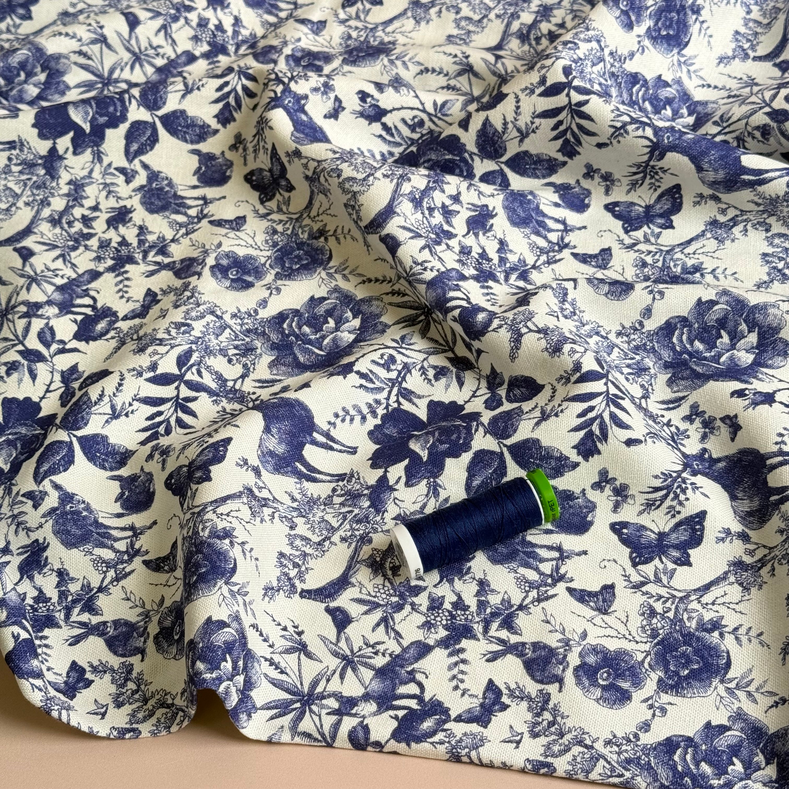 Toile de Jouy Viscose Linen Fabric