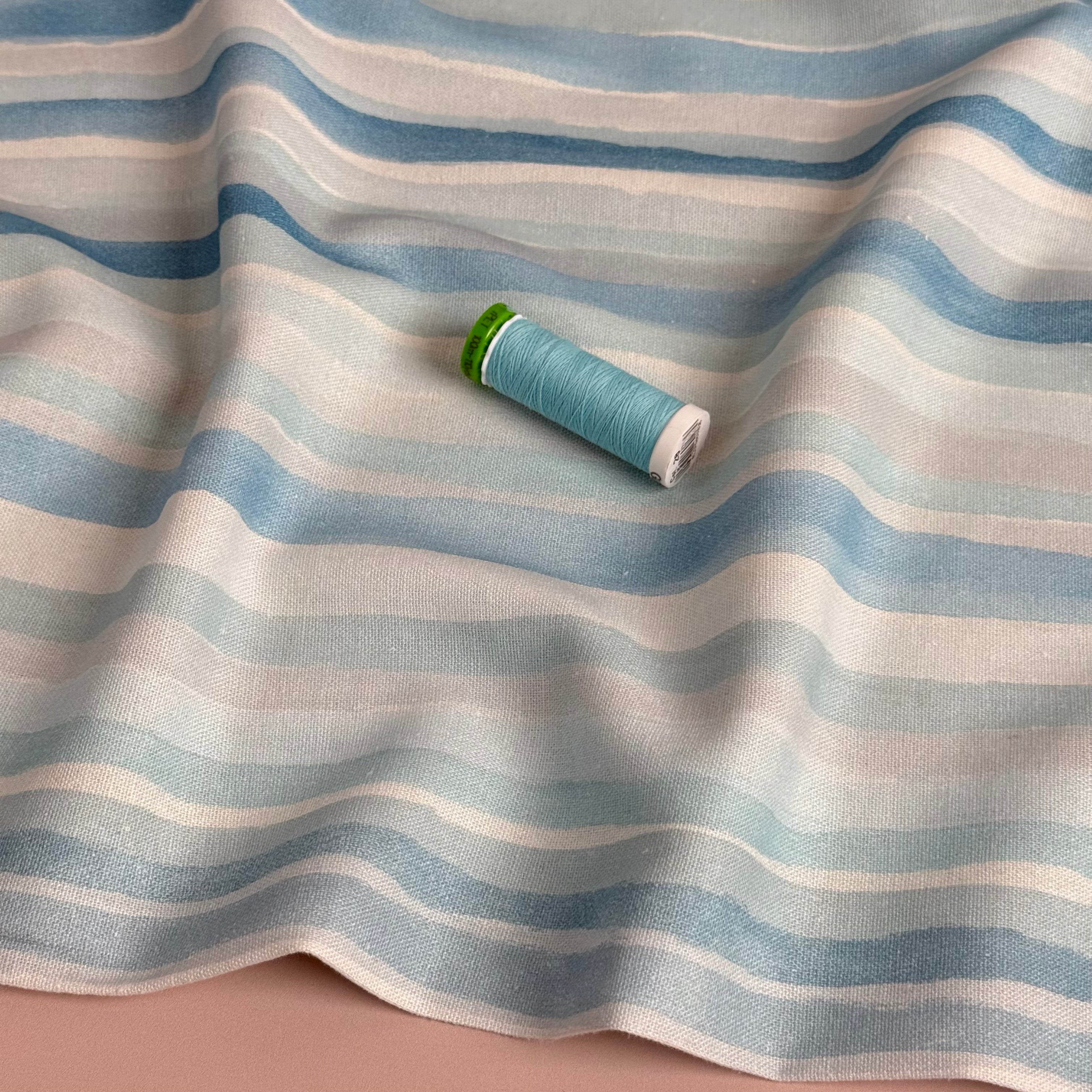 Ocean Stripes Viscose Linen Fabric