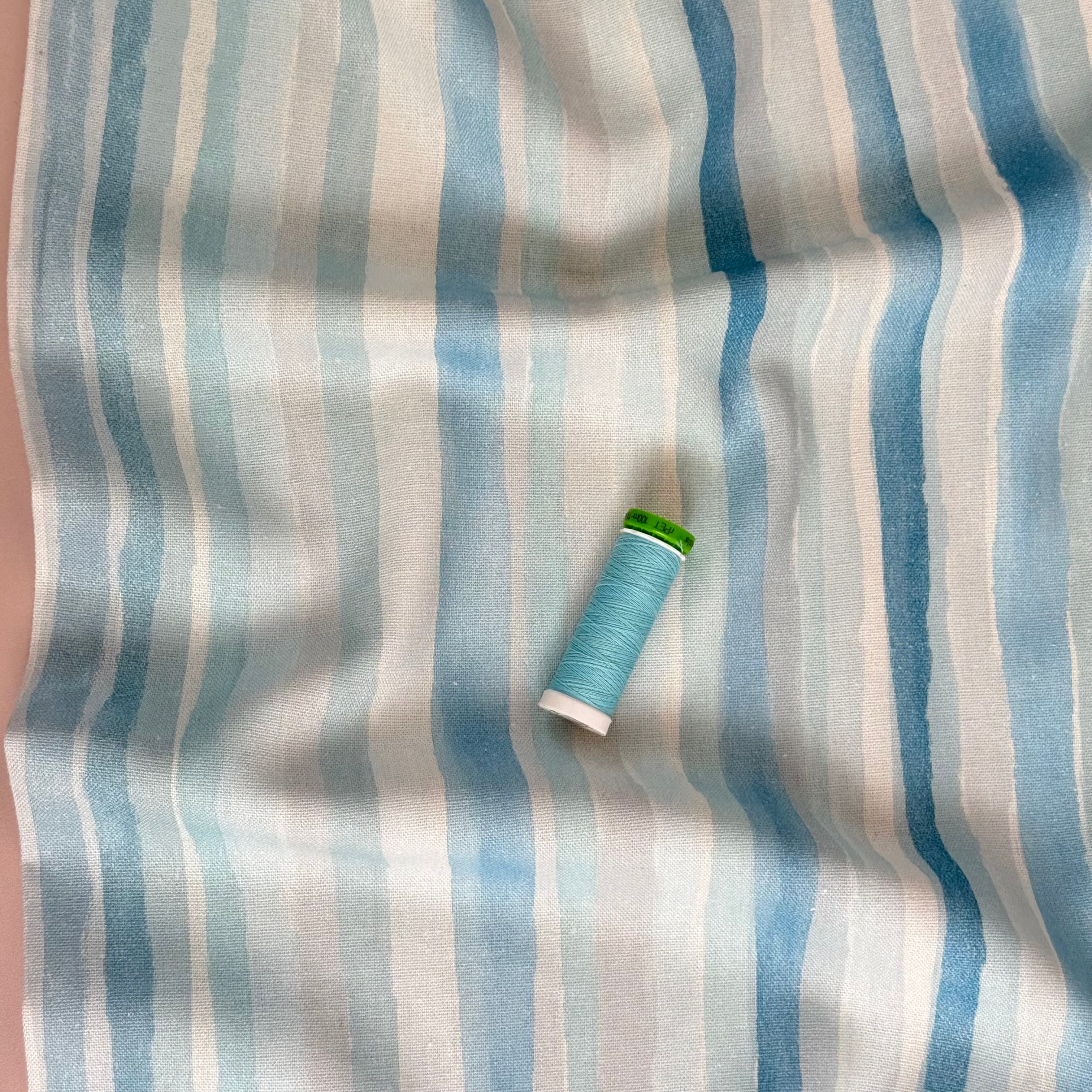 Ocean Stripes Viscose Linen Fabric