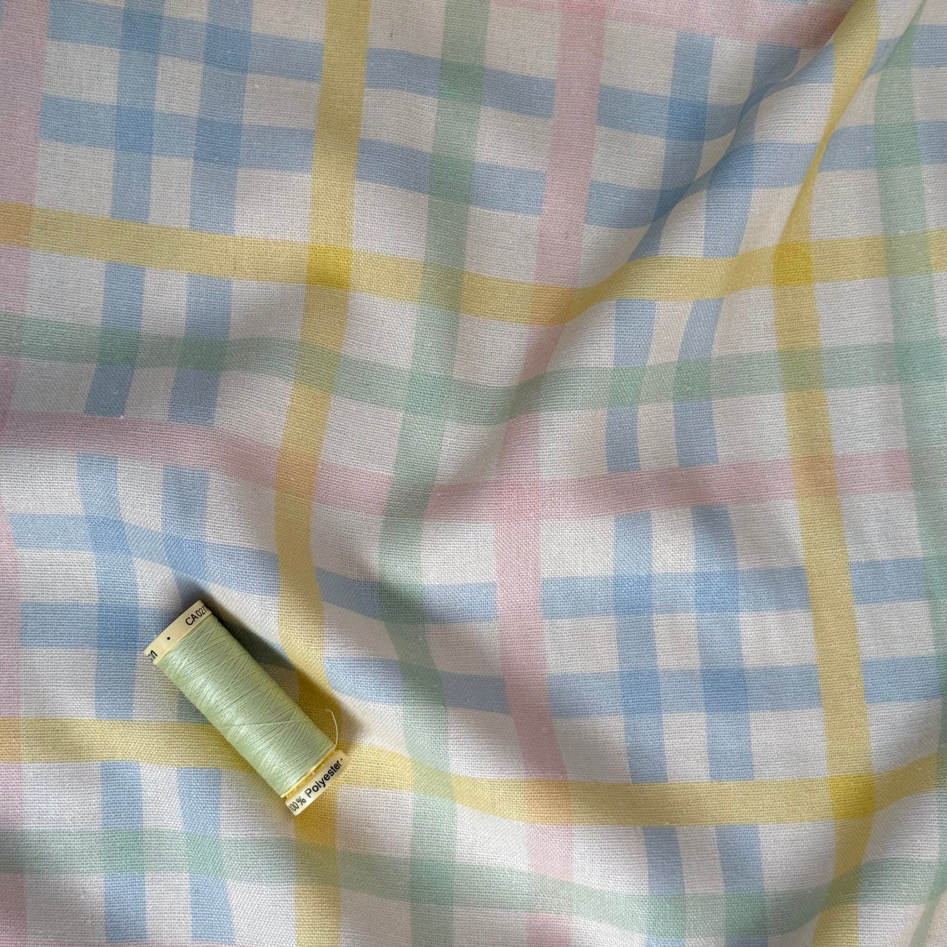 Summer Pastel Checks Viscose Linen Fabric