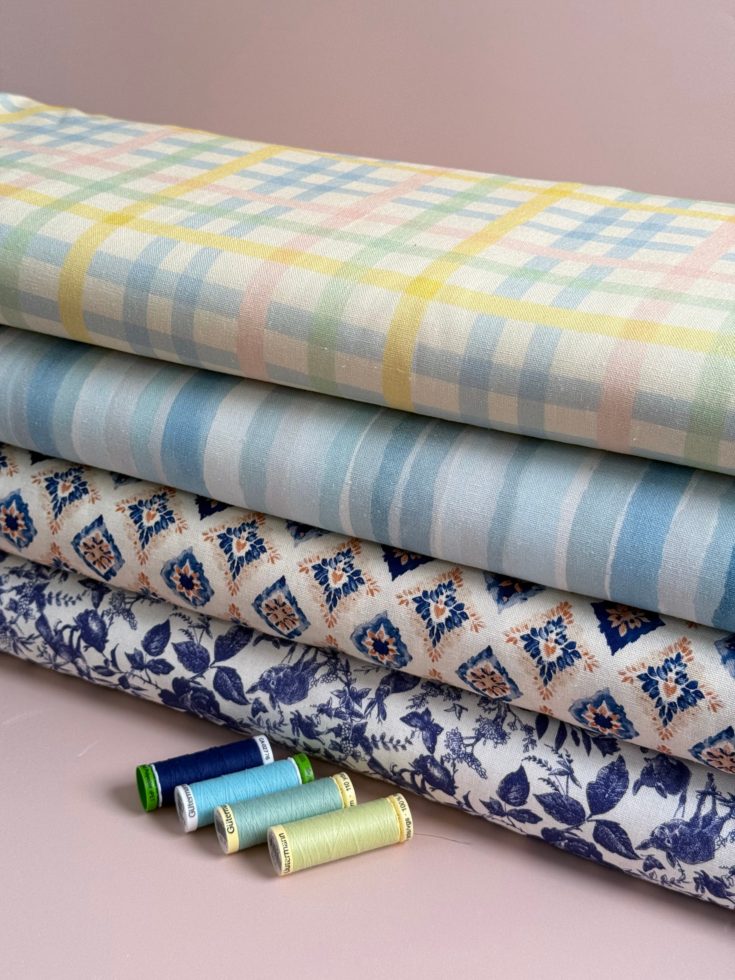 Ocean Stripes Viscose Linen Fabric