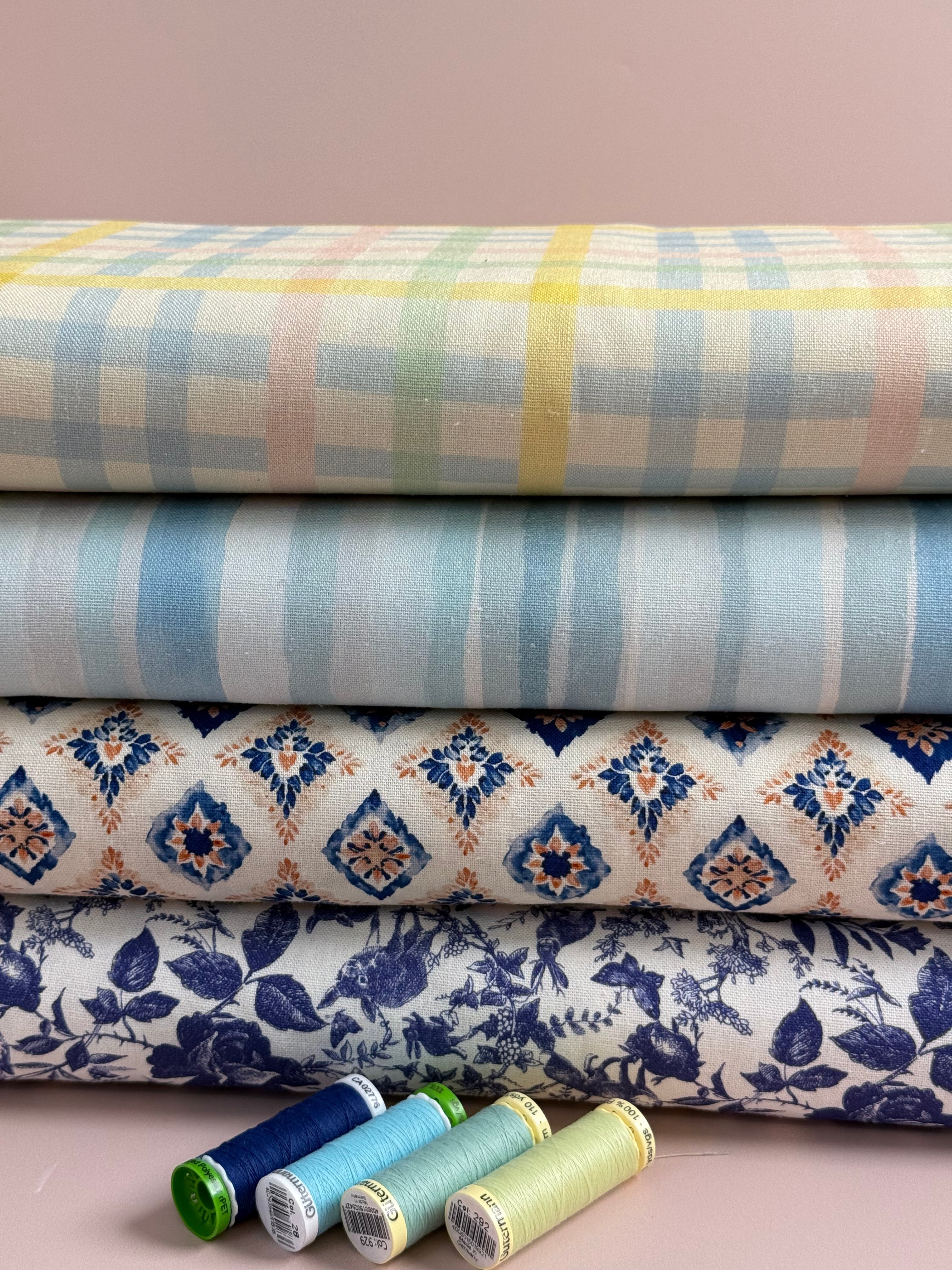 Ocean Stripes Viscose Linen Fabric
