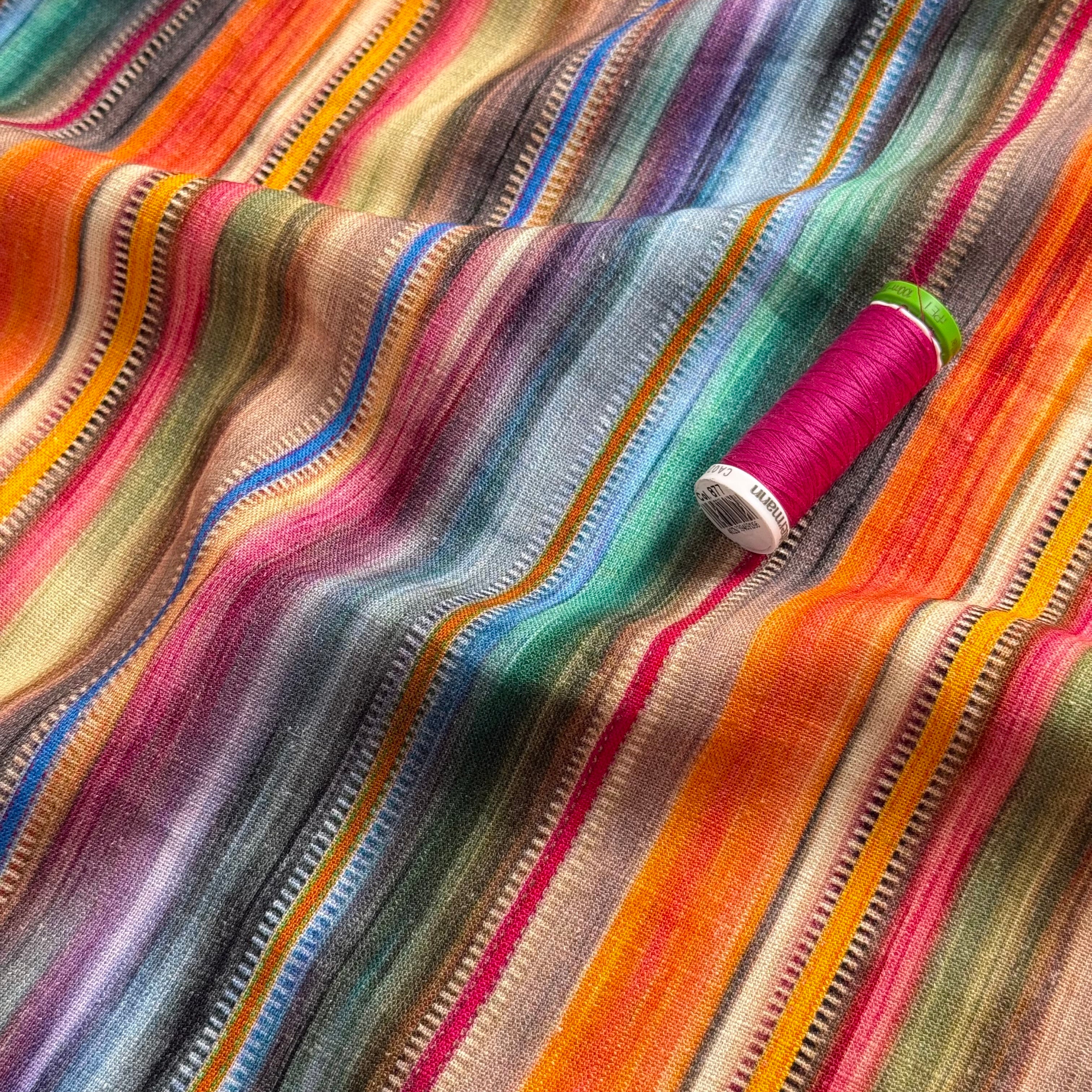 Tapestry Stripes Viscose Linen Fabric
