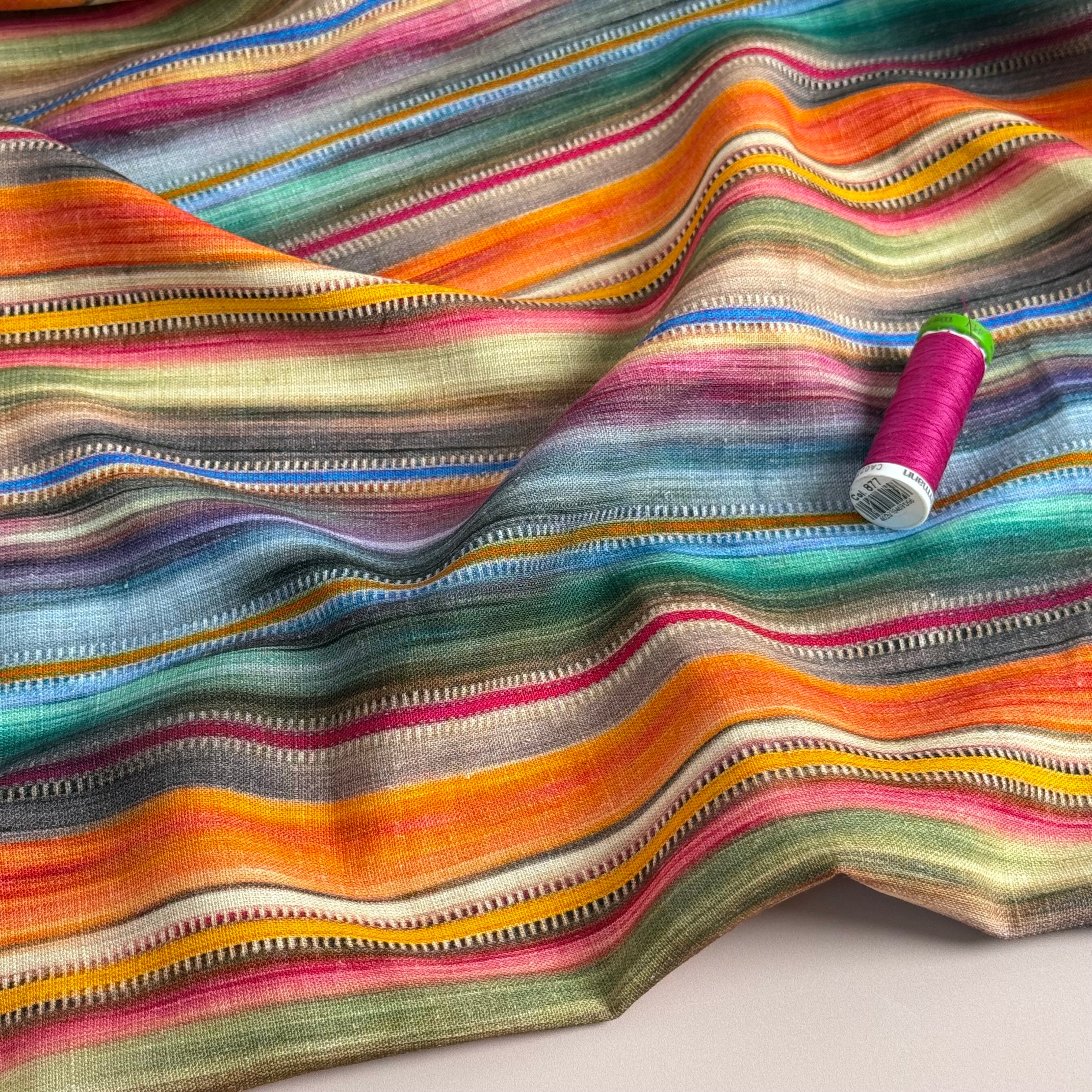 Tapestry Stripes Viscose Linen Fabric