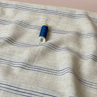 REMNANT 0.74 Metre - Blue Stripe Viscose Linen Fabric