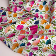 REMNANT 0.88 metre - Watercolur Flowers Lyocell Sateen Fabric