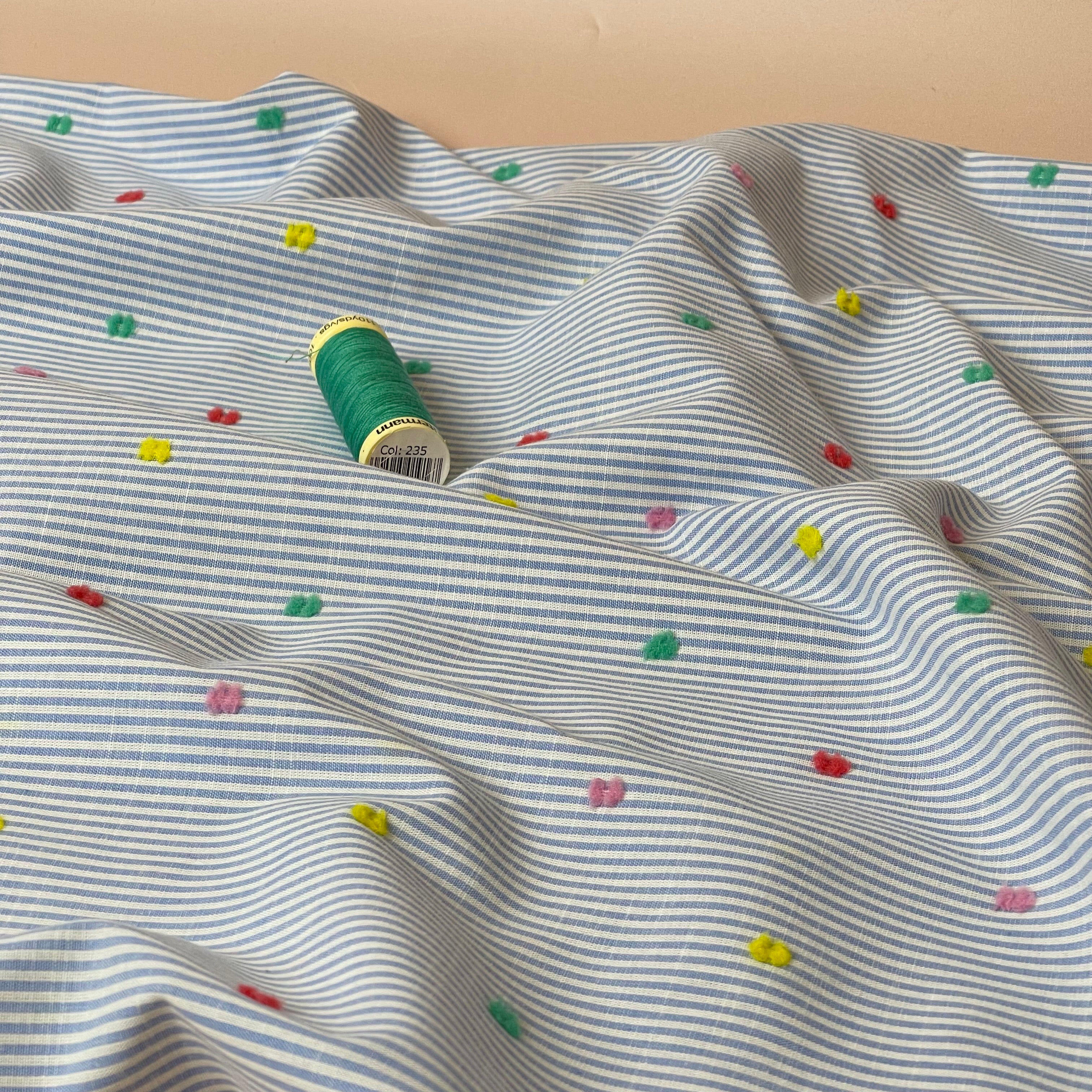 Confetti on Stripe Cotton Dobby Fabric
