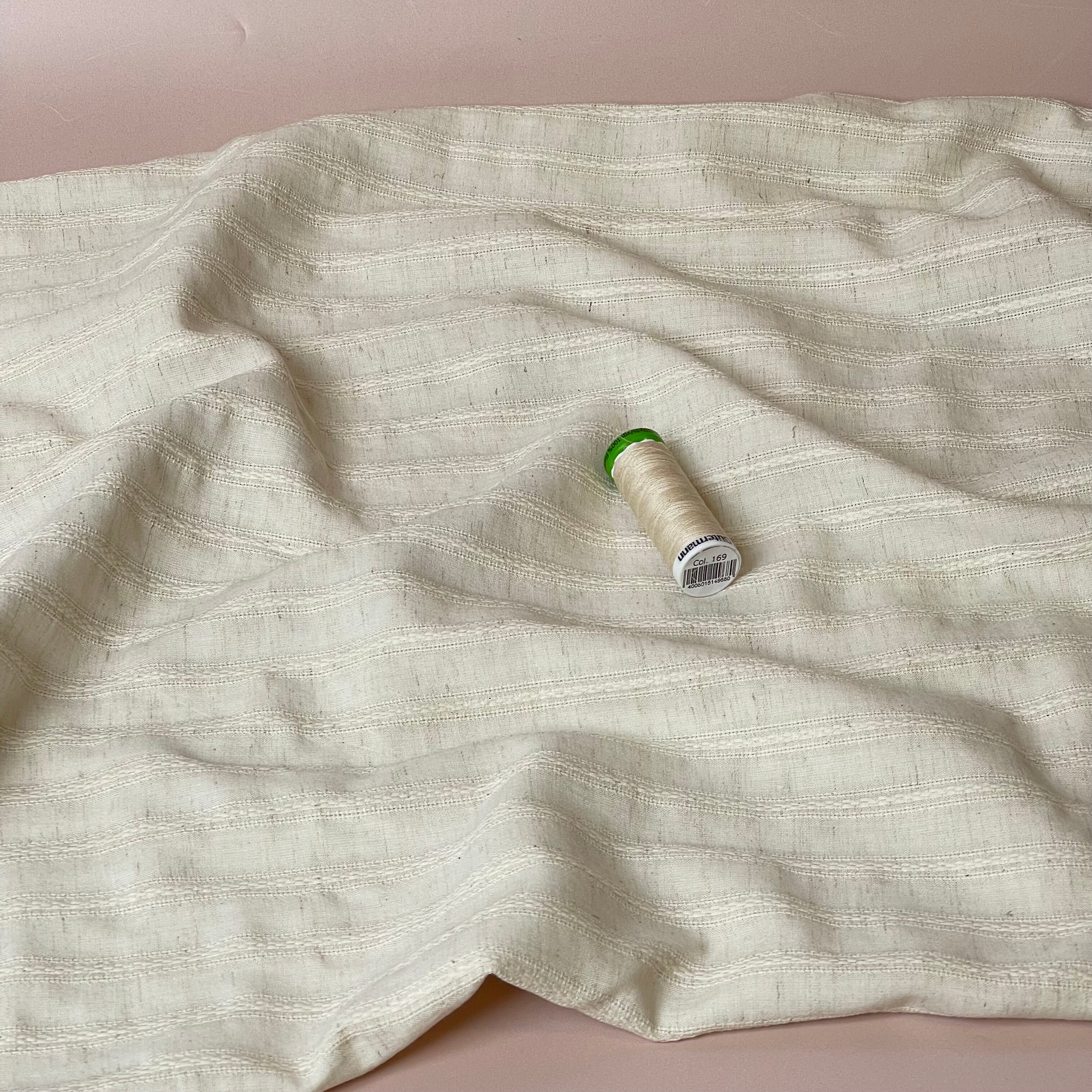 Stripes Natural Cotton Linen Jacquard Fabric