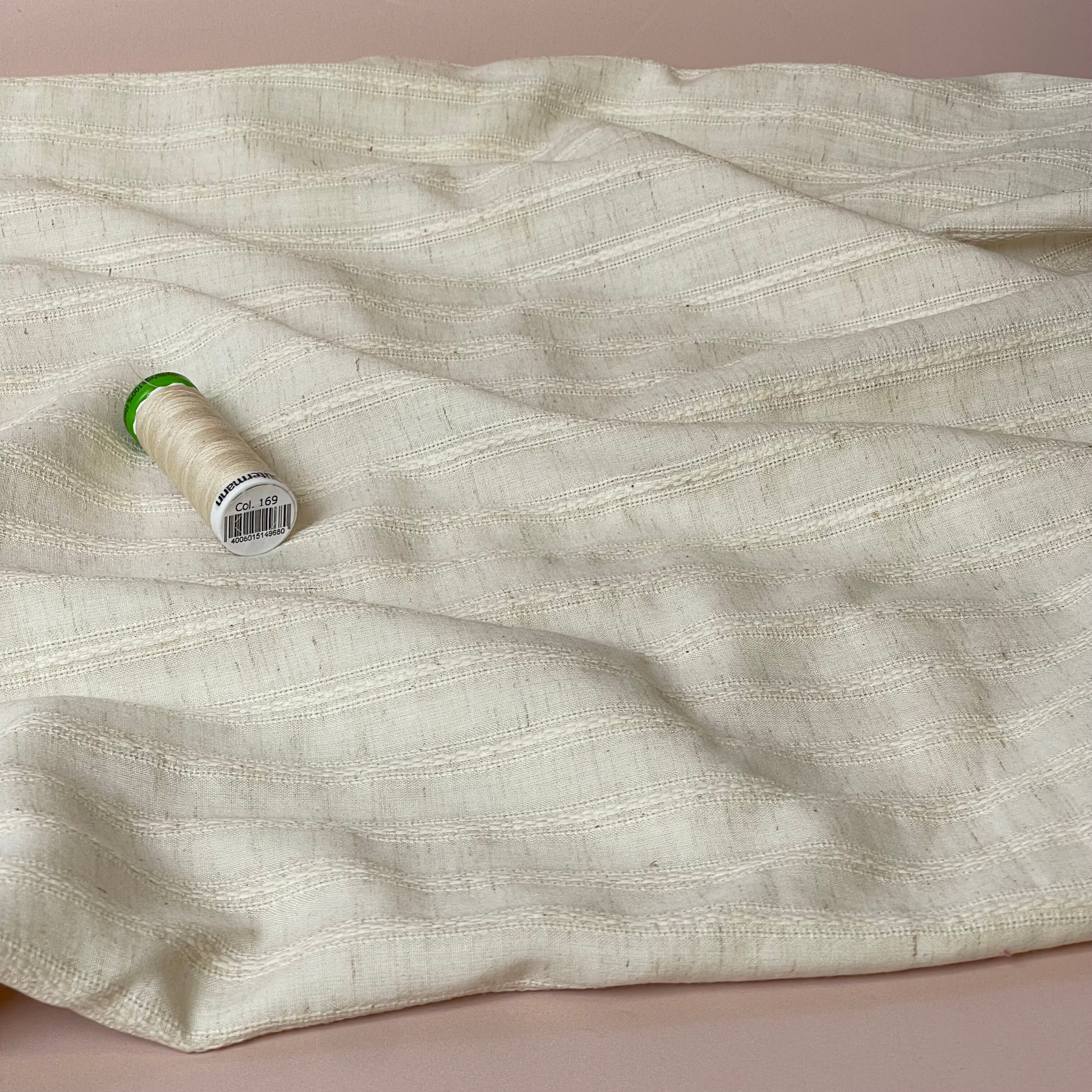 Stripes Natural Cotton Linen Jacquard Fabric