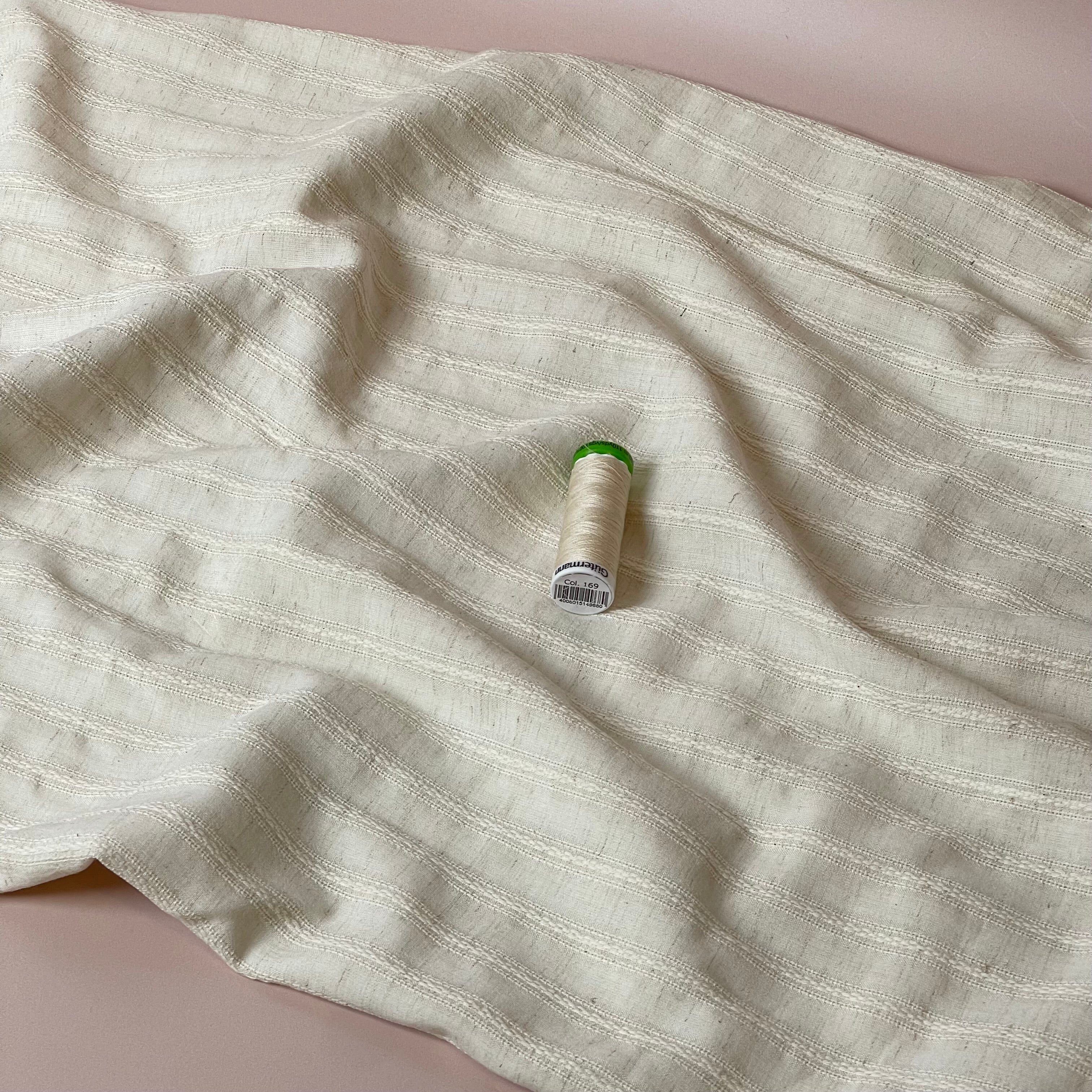 Stripes Natural Cotton Linen Jacquard Fabric