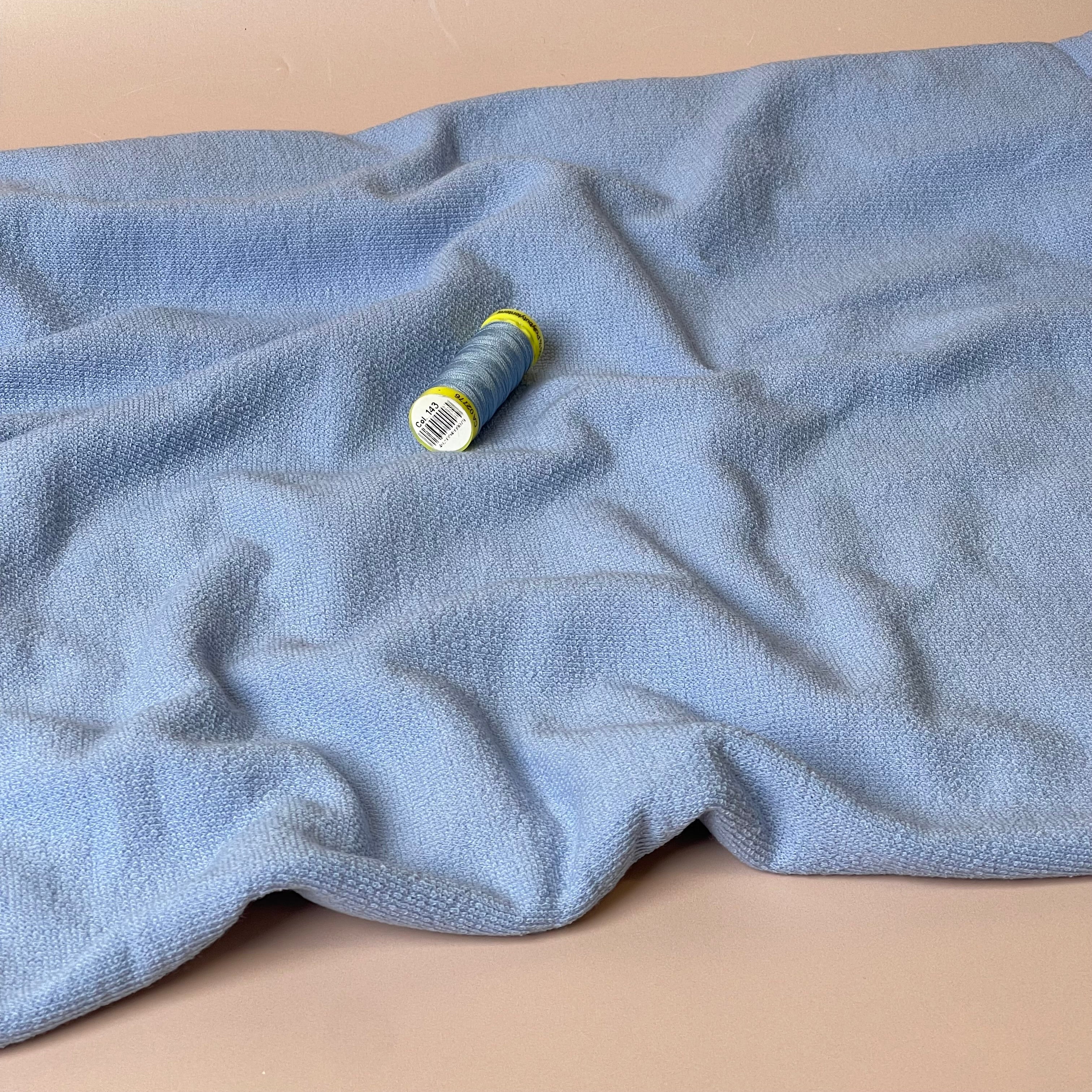 Cotton Towelling Terry Fabric in Dusty Blue