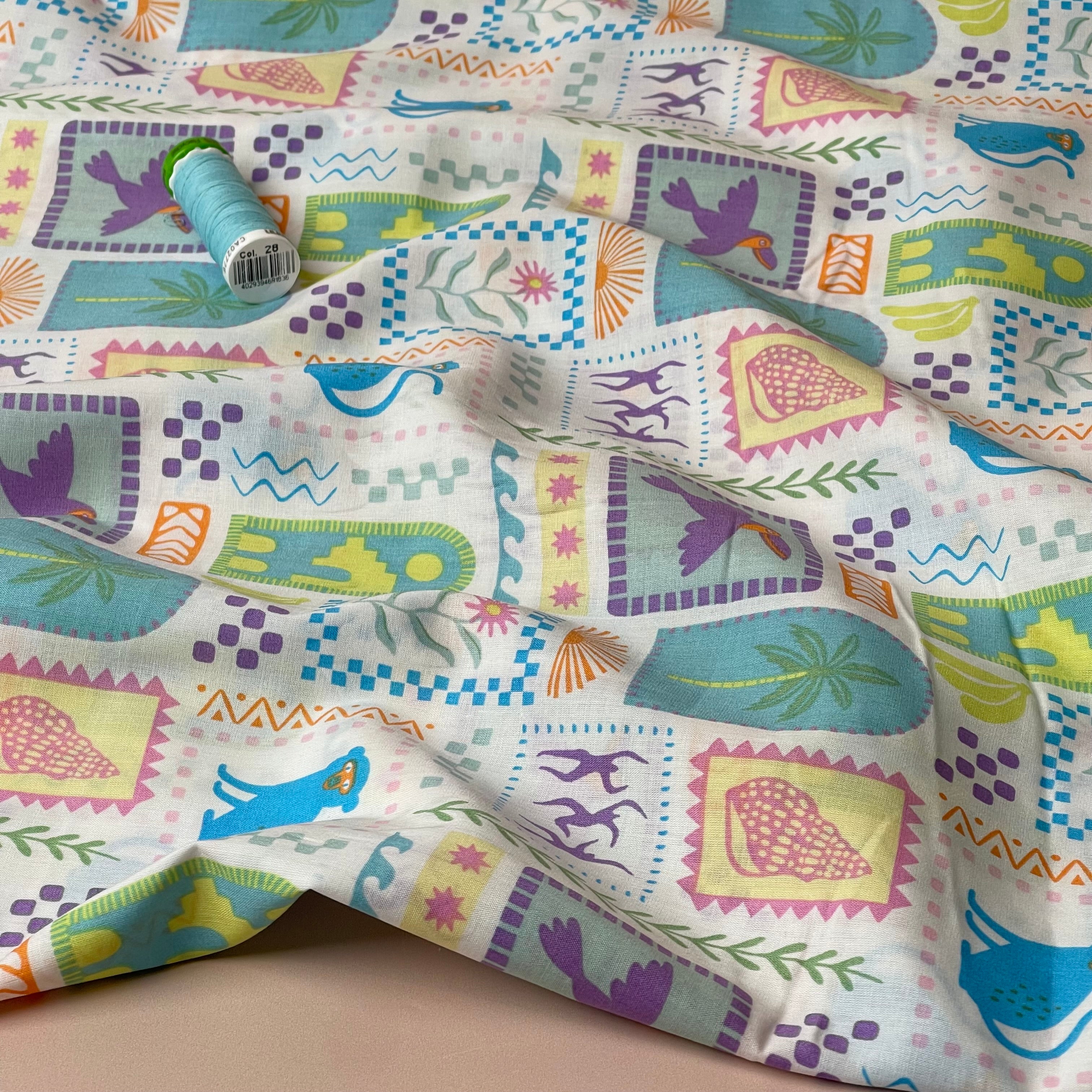 Holiday Postcard Stamps Cotton Voile