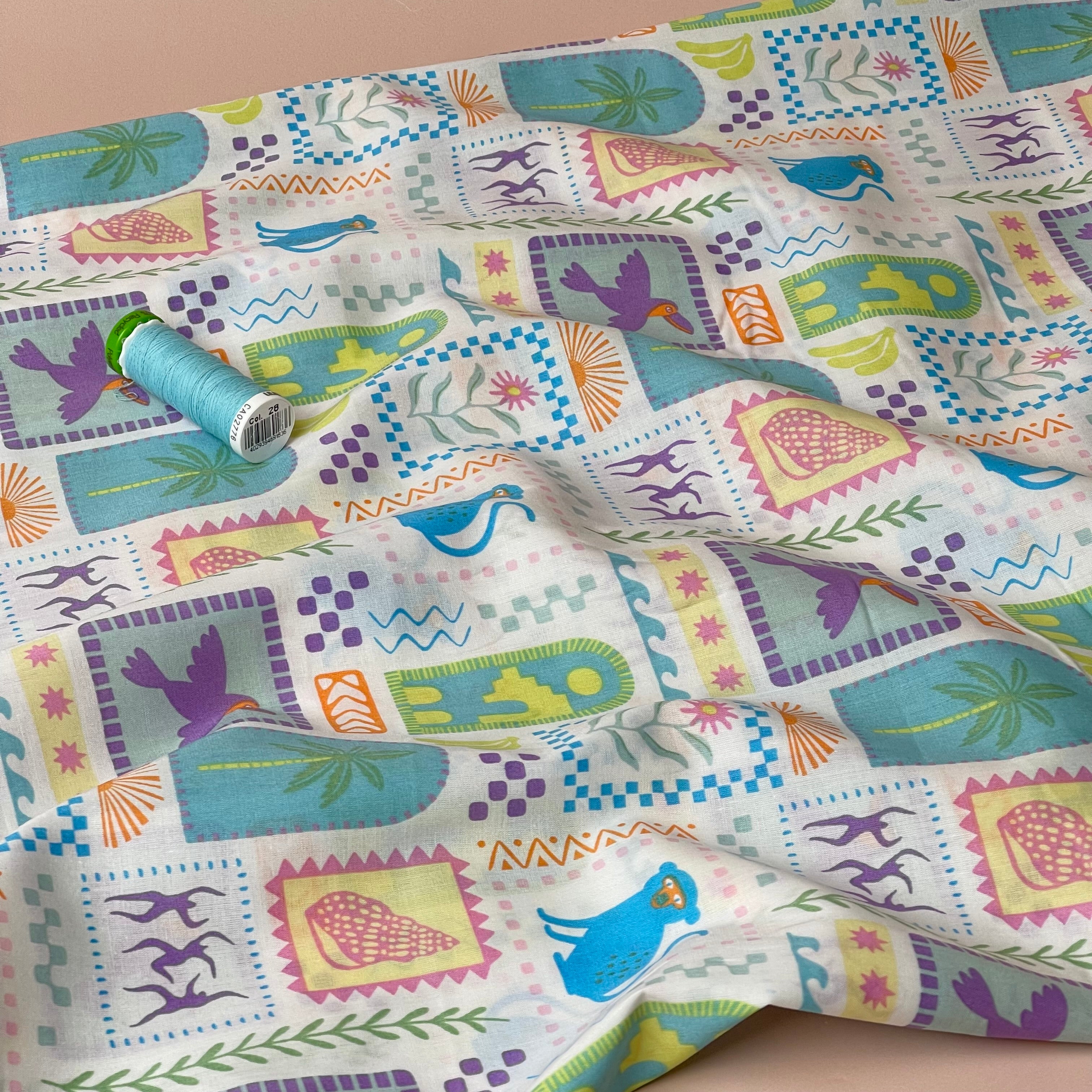 Holiday Postcard Stamps Cotton Voile