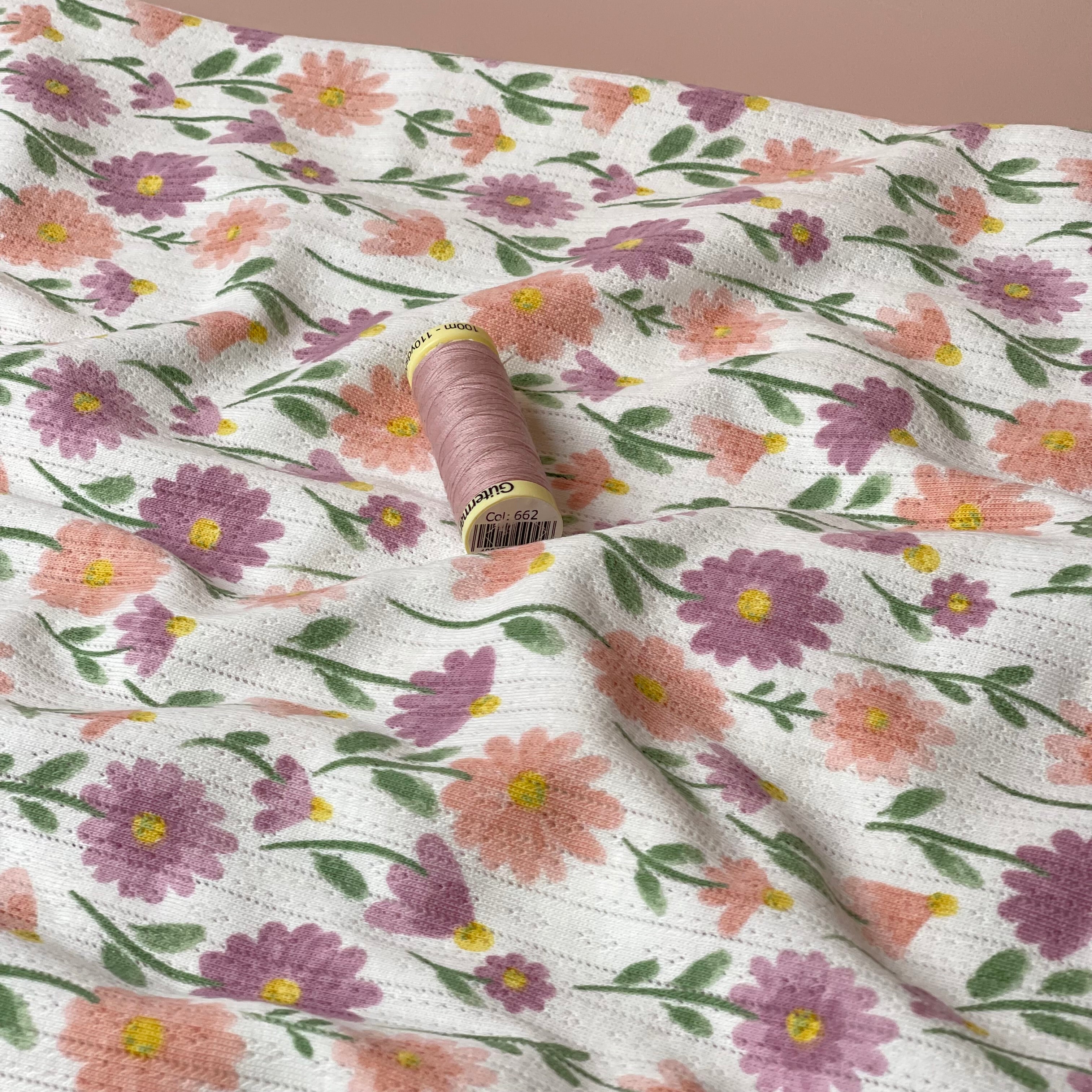 Flowers Cotton Pointelle Jersey