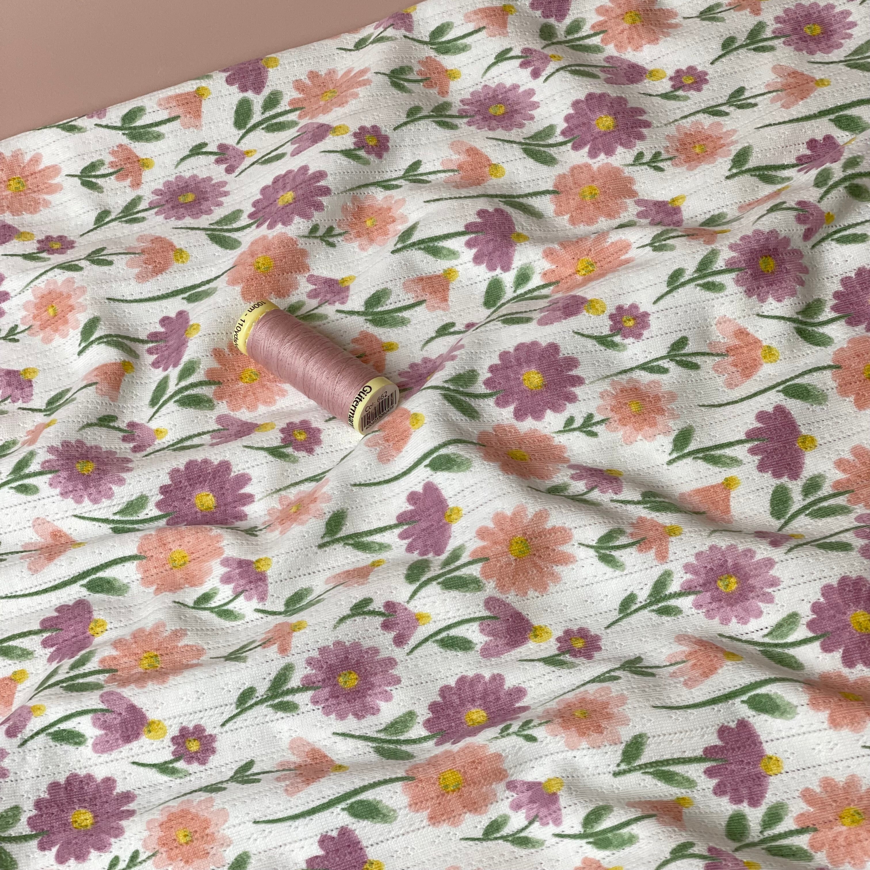 Flowers Cotton Pointelle Jersey
