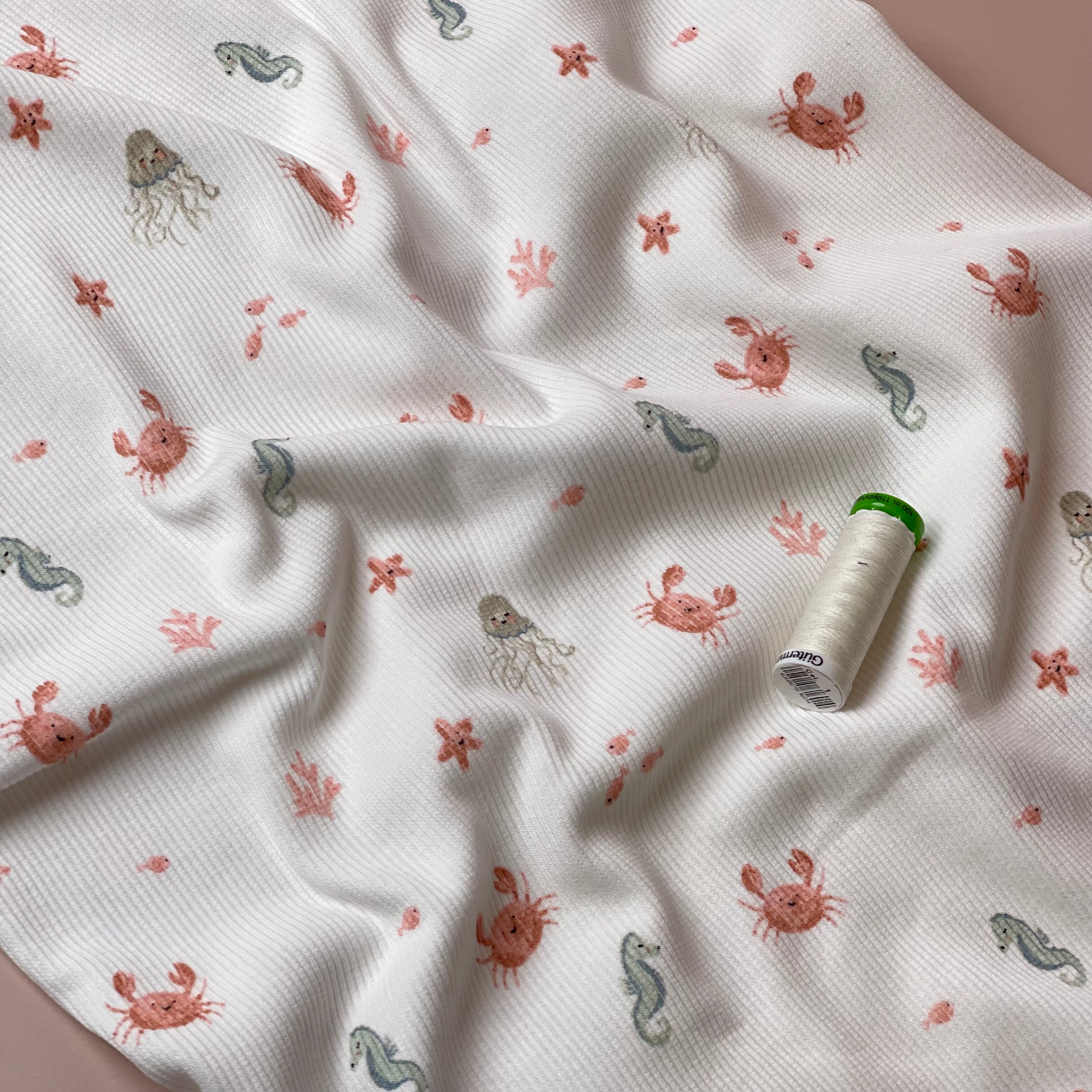 Cute Sea Creatures Cotton Ribbed Jersey