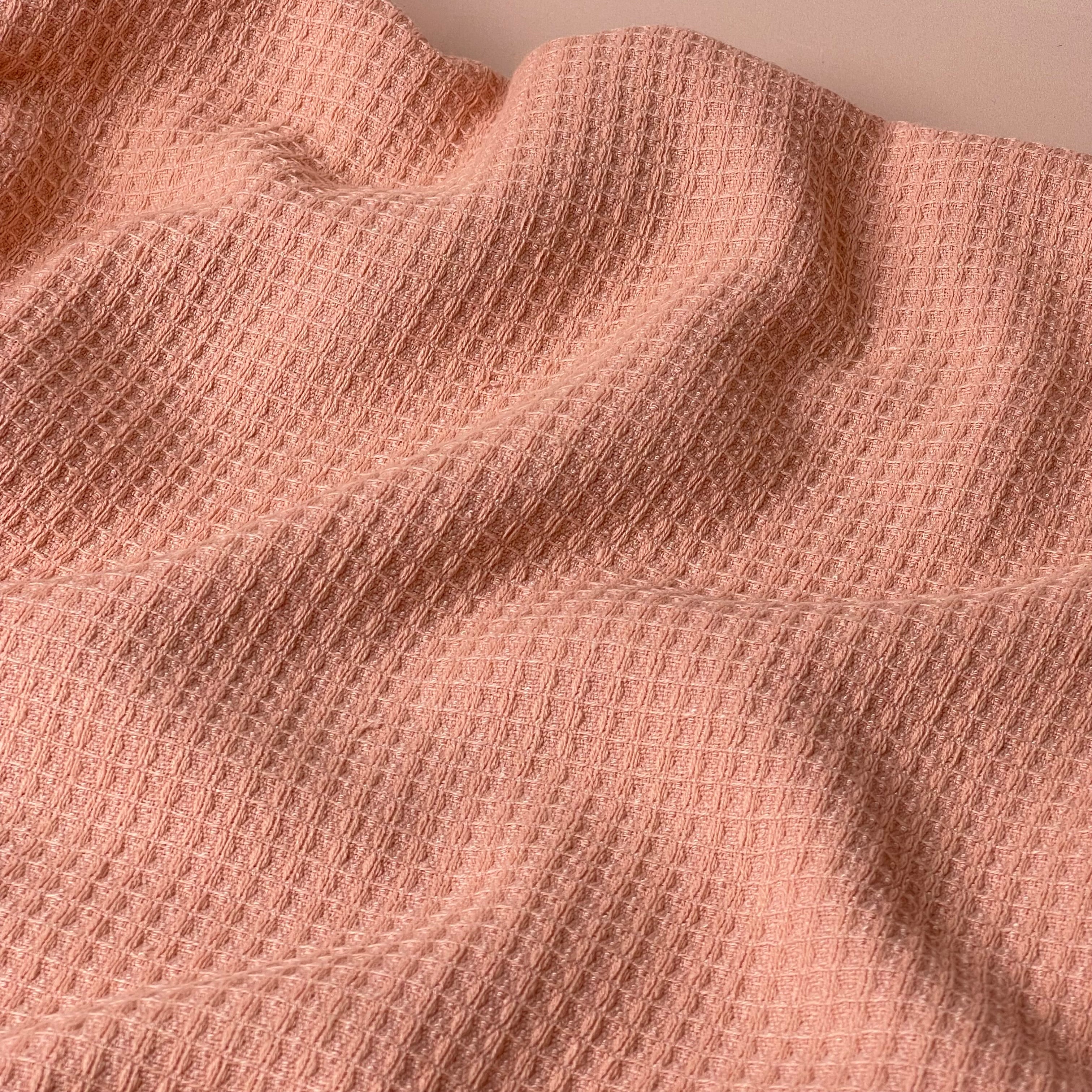 Bamboo Waffle Towelling in Salmon Pink
