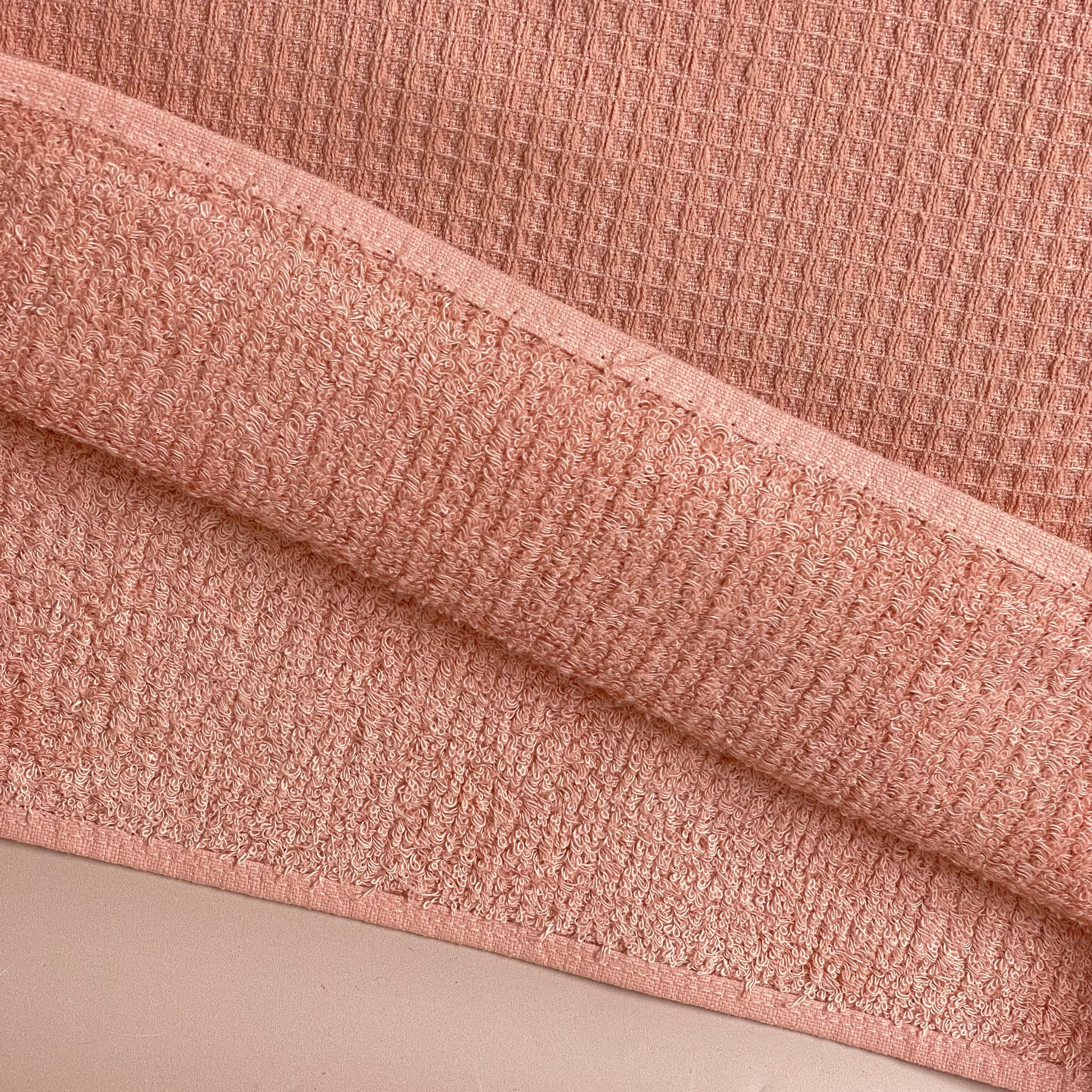 Bamboo Waffle Towelling in Salmon Pink