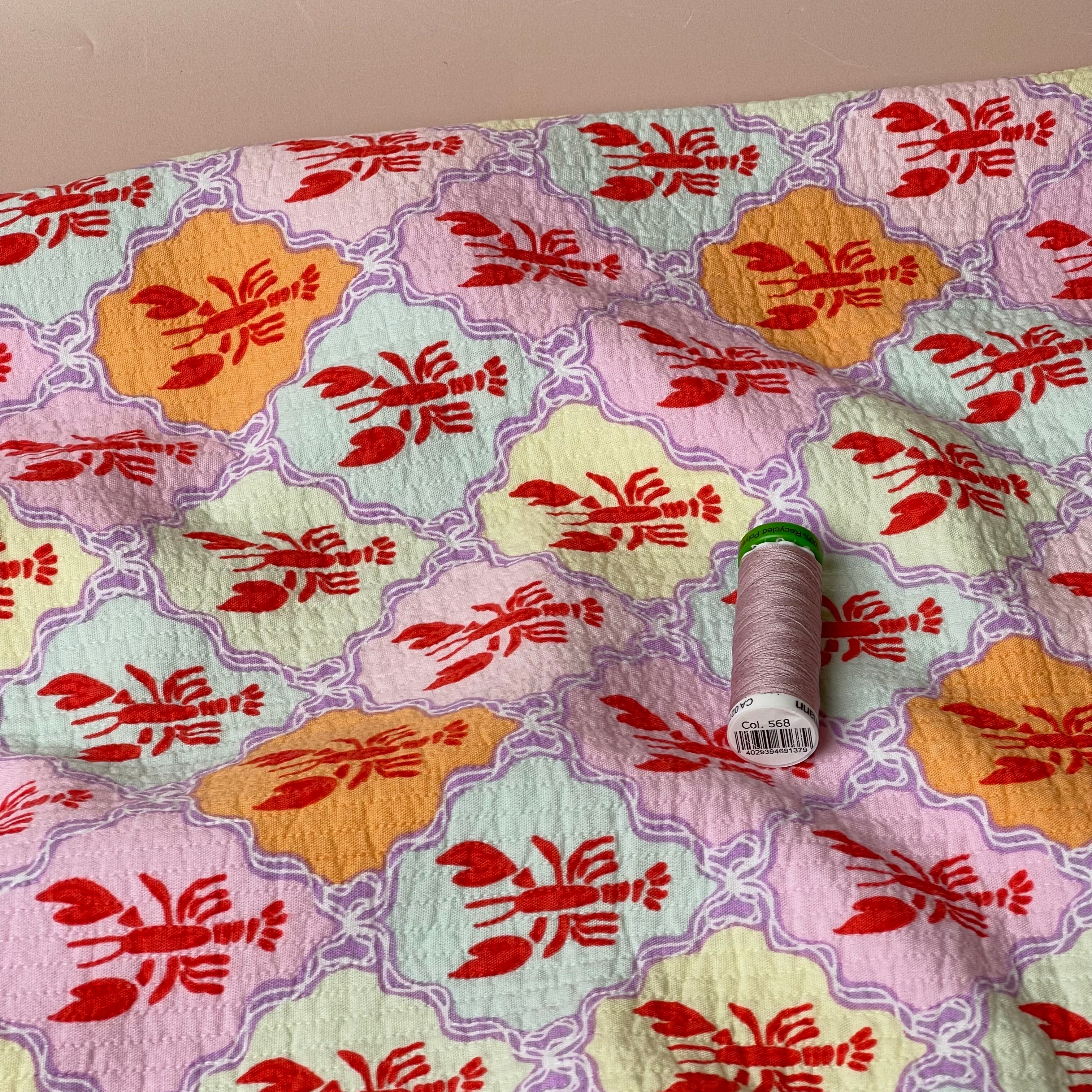 Patchwork Lobsters Cotton Jacquard Fabric