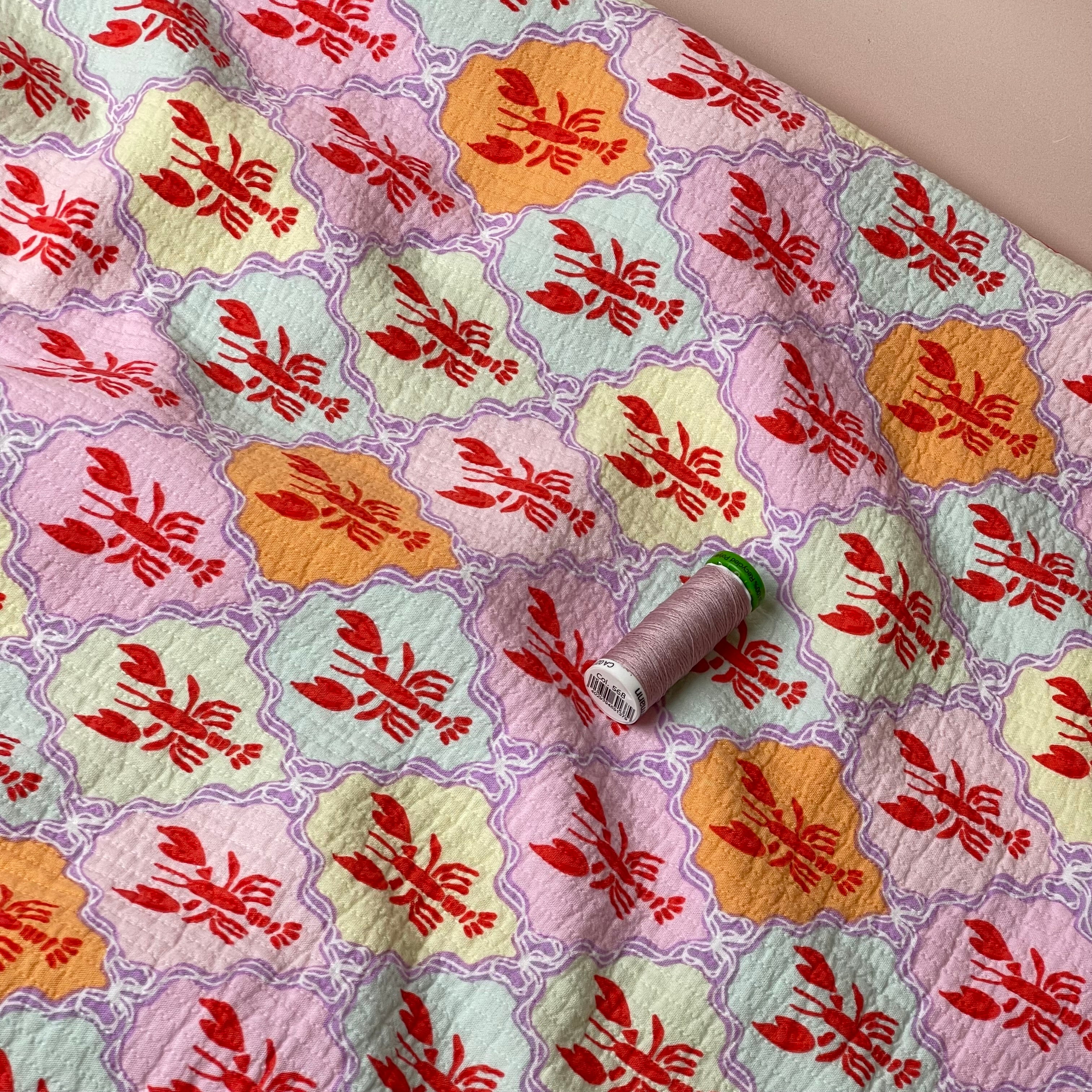 Patchwork Lobsters Cotton Jacquard Fabric