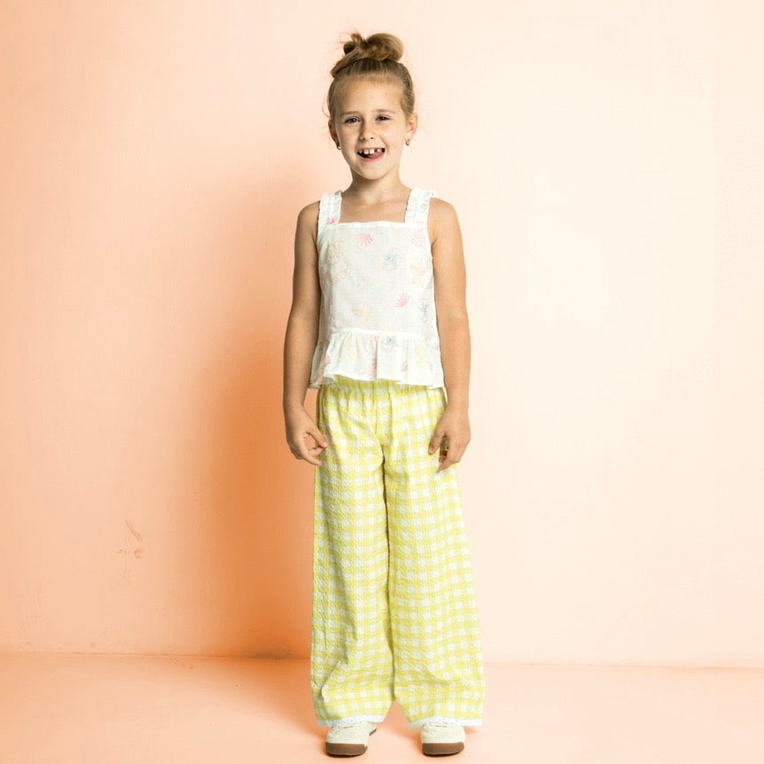 Yellow Gingham Cotton Seersucker Fabric