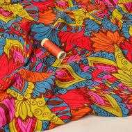 Abstract Plants Viscose Poplin Fabric