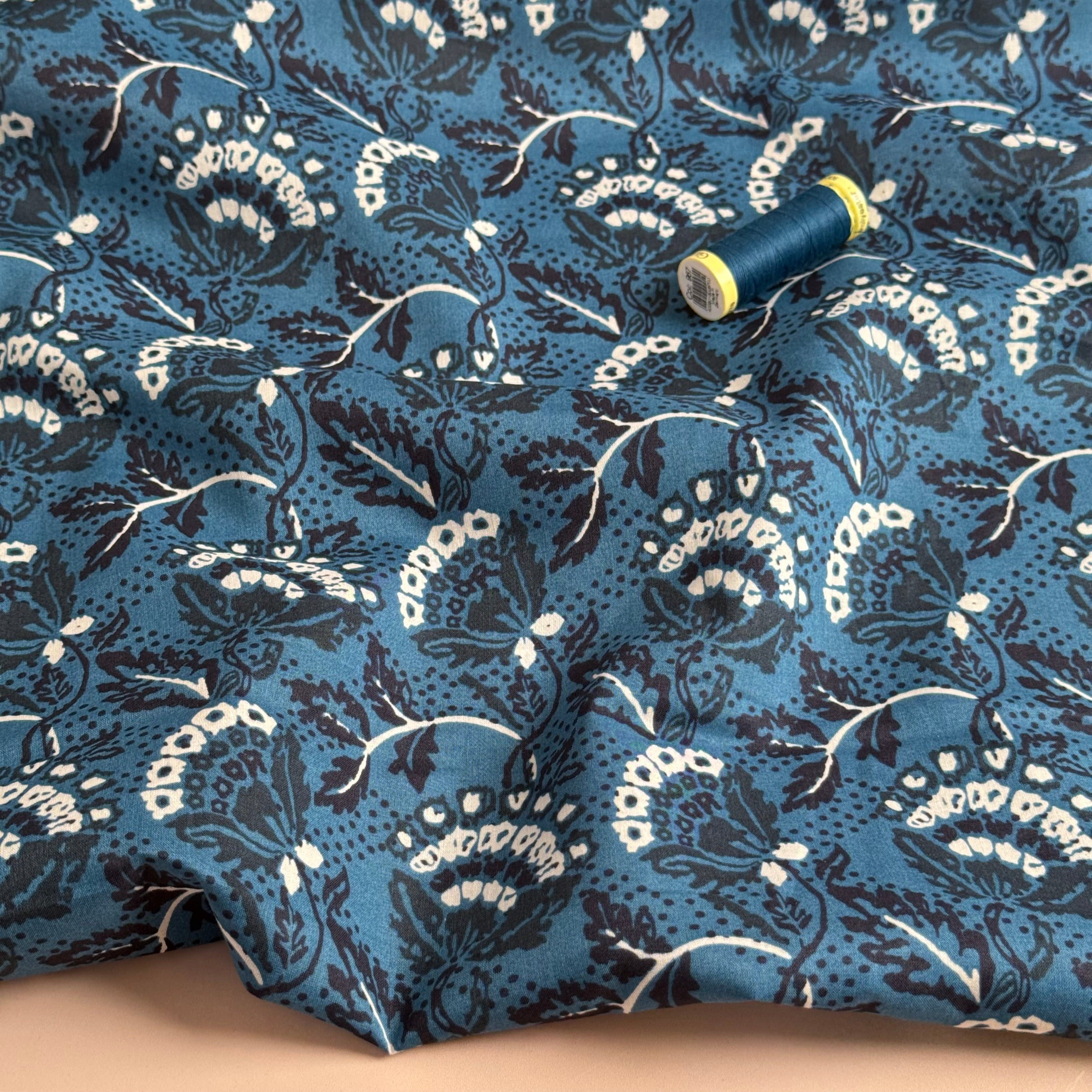 Damask Flowers Cotton Voile Fabric