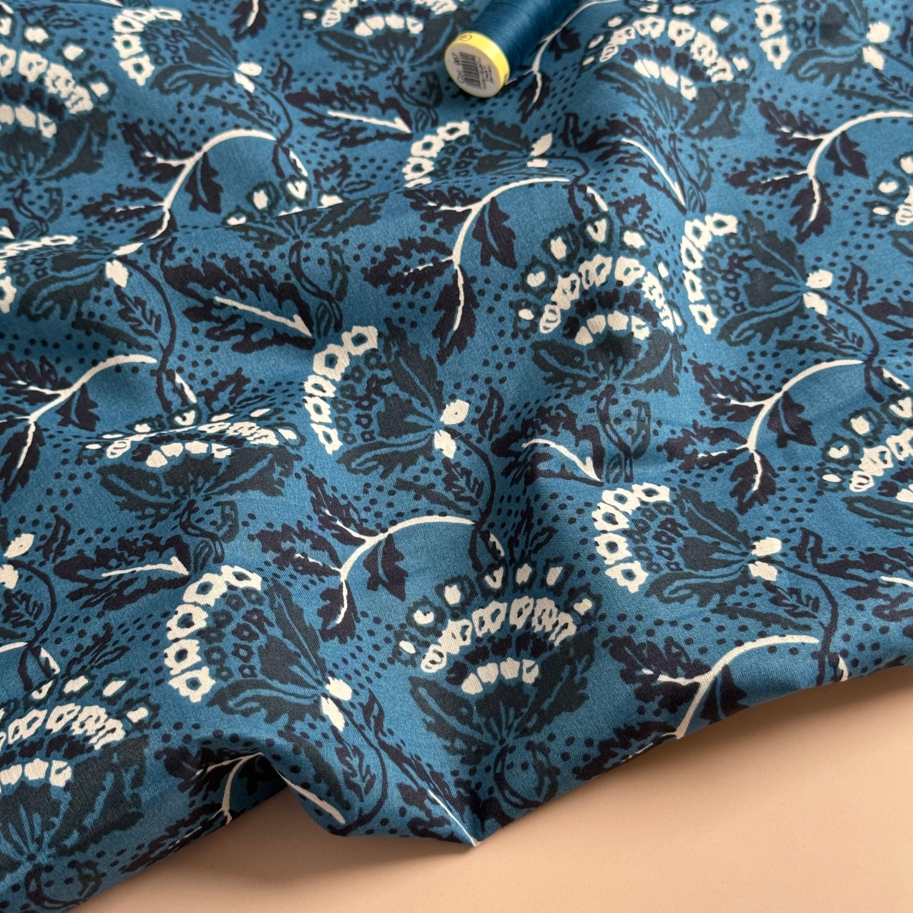 Damask Flowers Cotton Voile Fabric