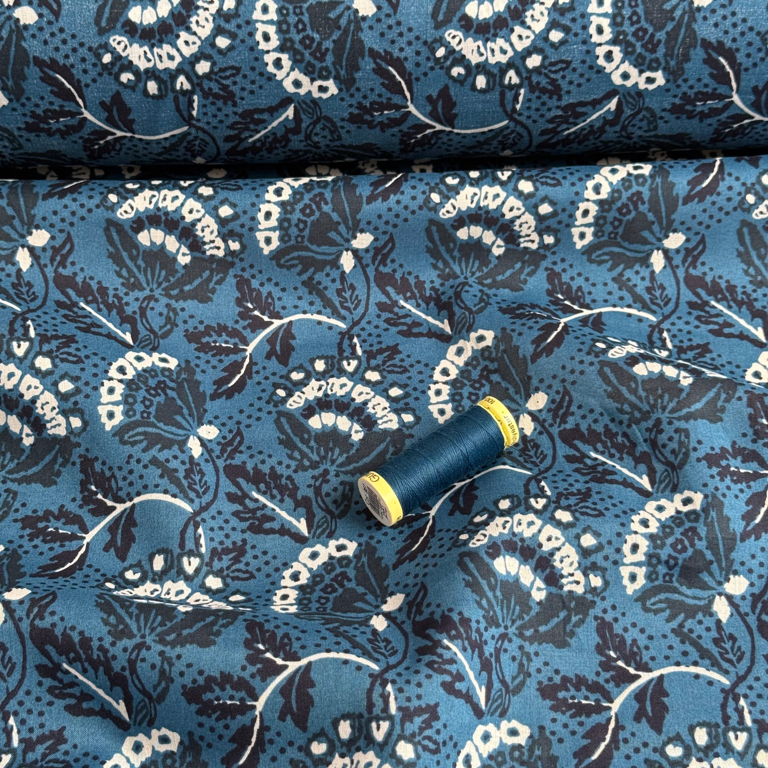 Damask Flowers Cotton Voile Fabric