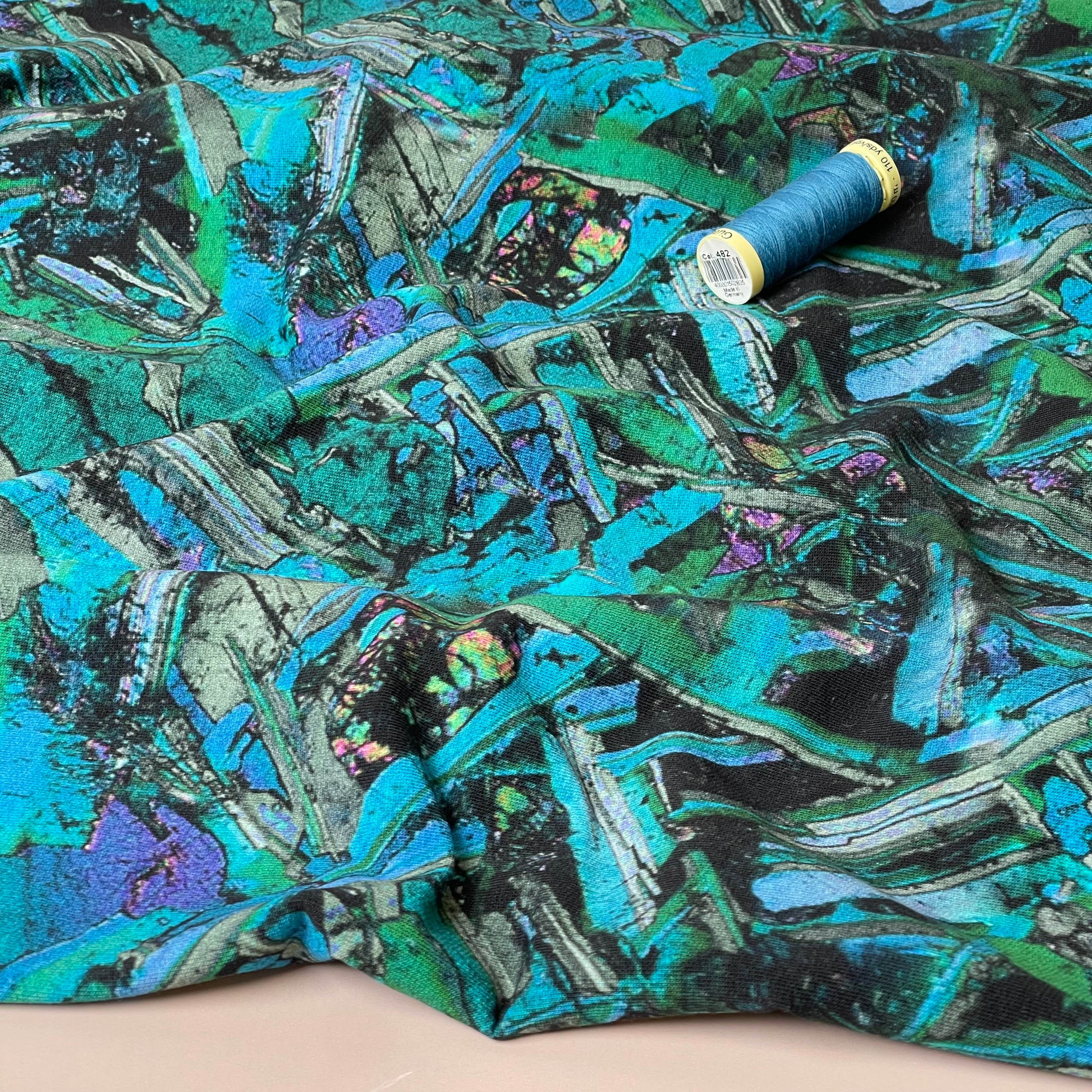 Emerald Crystals Cotton French Terry