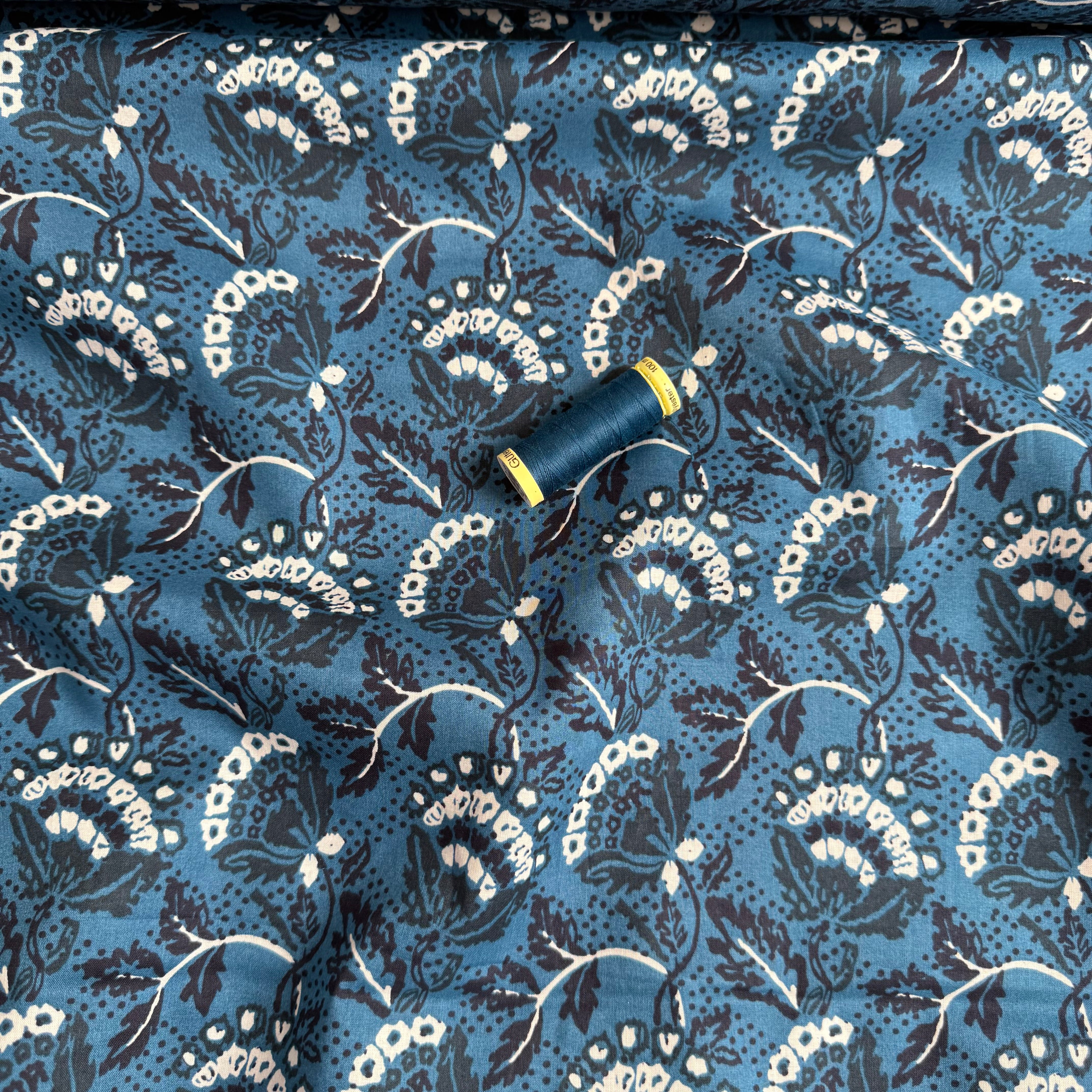 Damask Flowers Cotton Voile Fabric