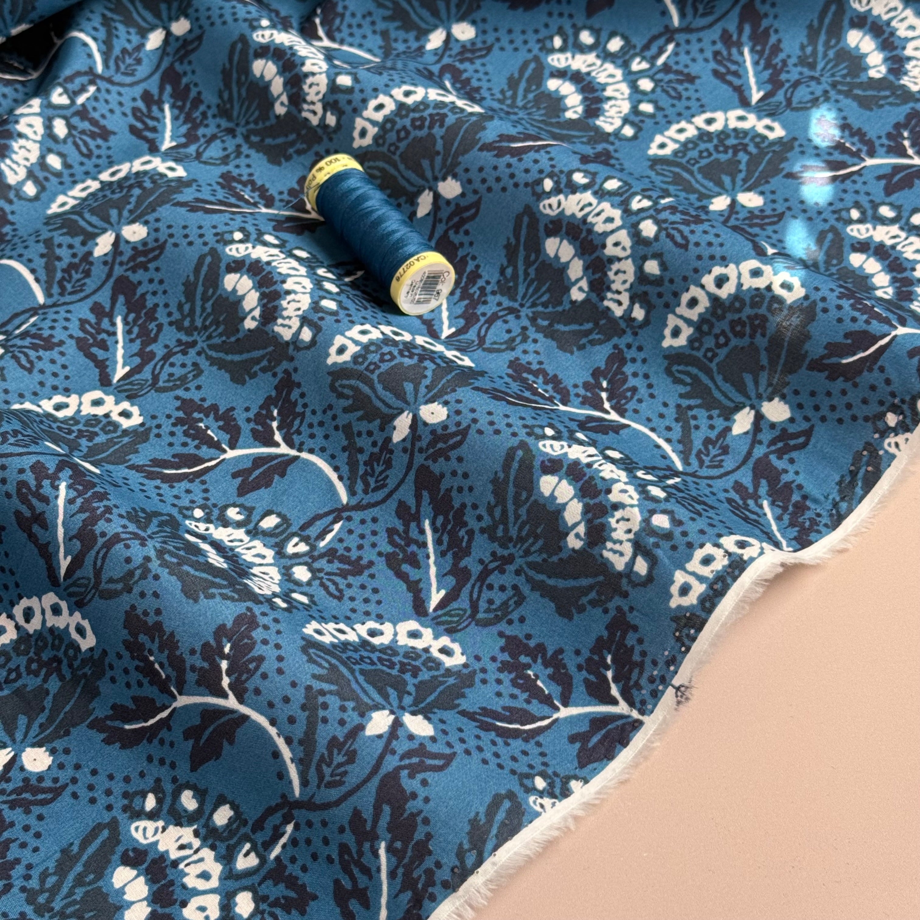 Damask Flowers Cotton Voile Fabric